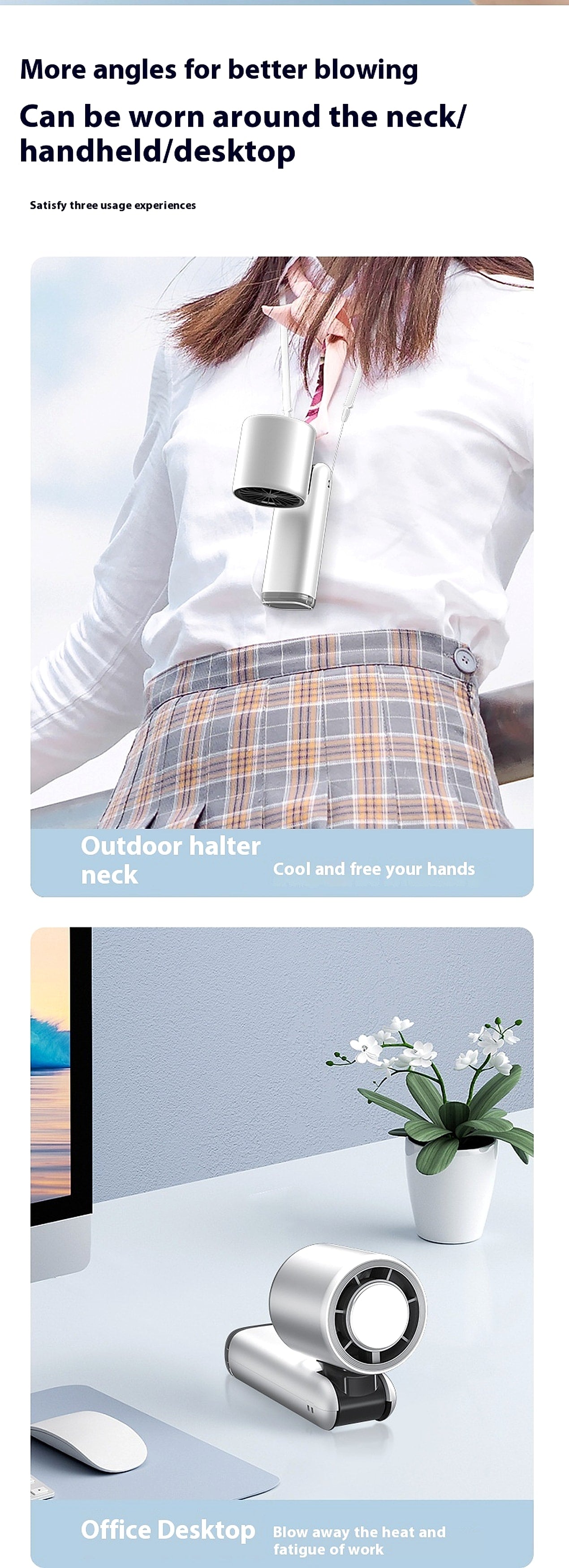 Ice Cool Turbo Mini Fan with Digital Display – USB Rechargeable & Foldable - enhanced image 4