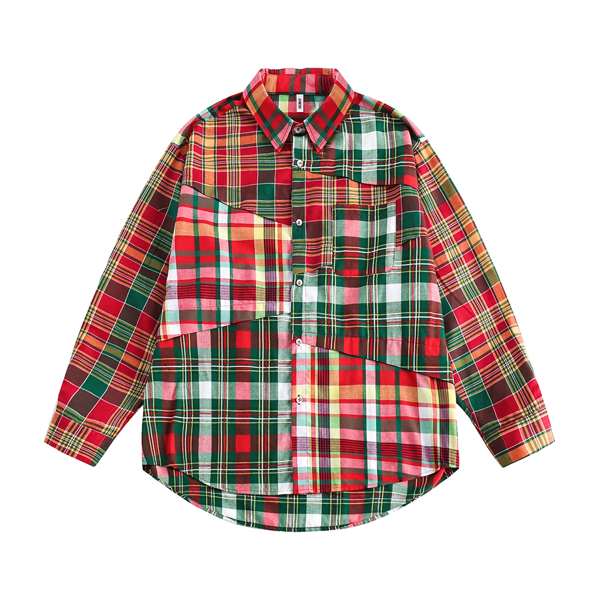 Irregular Spliced Plaid Blouse Women DressShirt - enhanced image 4