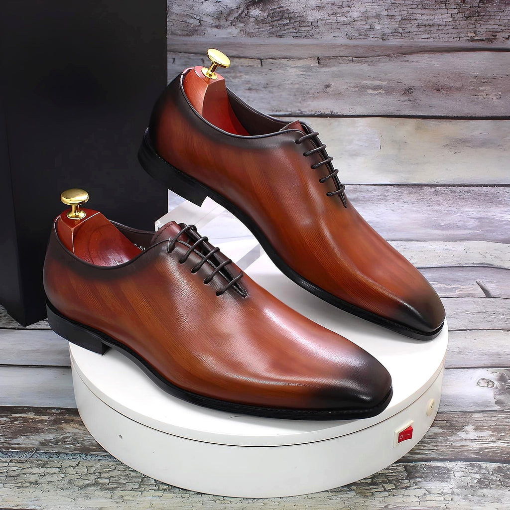 Italian Carved Leather Shoes Handmade Goodyear Leather Shoes Men - enhanced image 4