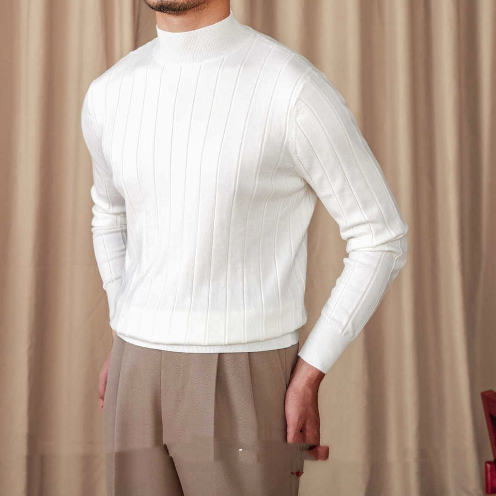 Italian Long Sleeve Mock Neck Sweater Trendy Men - enhanced image 4