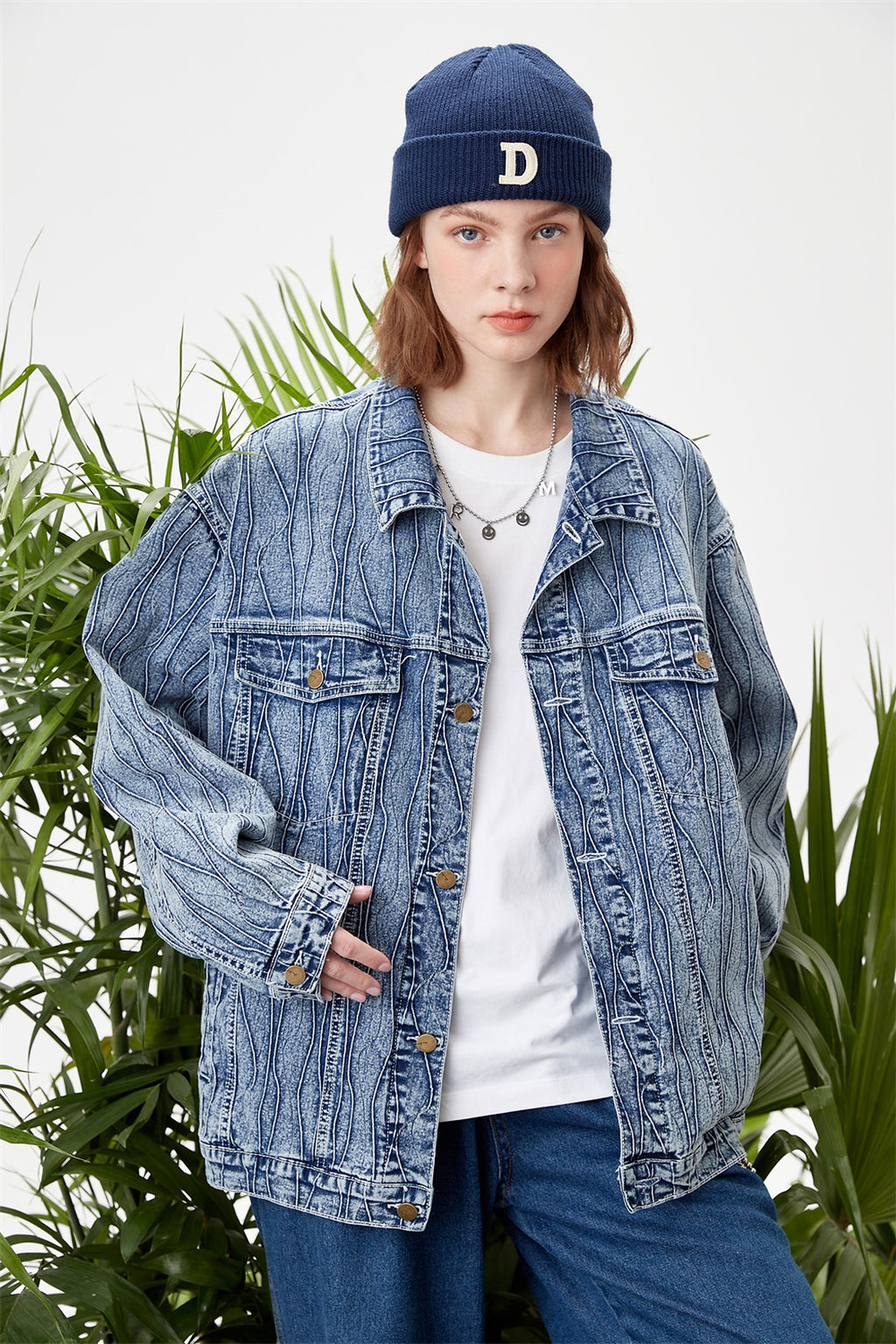 Jacquard Stone Washed Denim Jacket For Men And Women - enhanced image 4