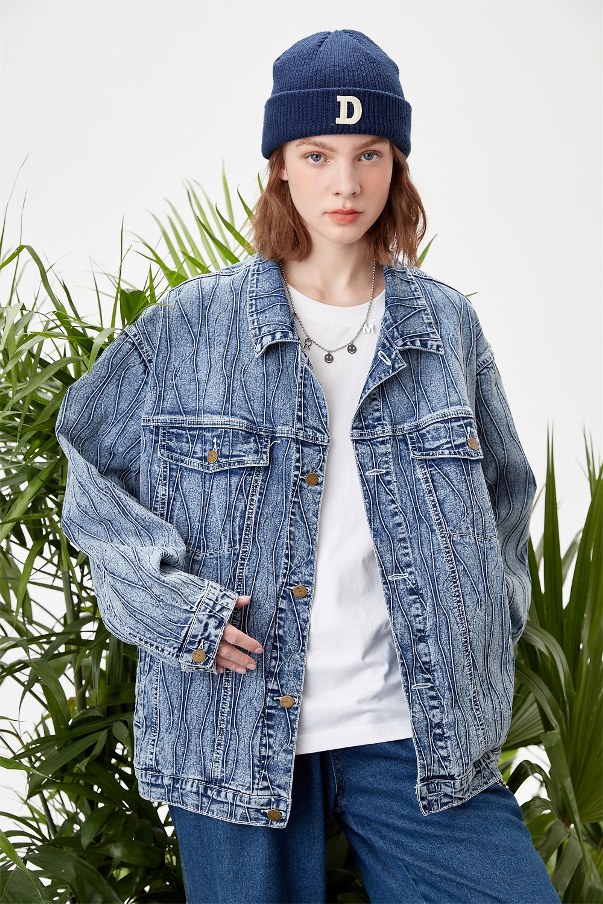 Jacquard Stone Washed Denim Jacket For Men And Women - enhanced image 4