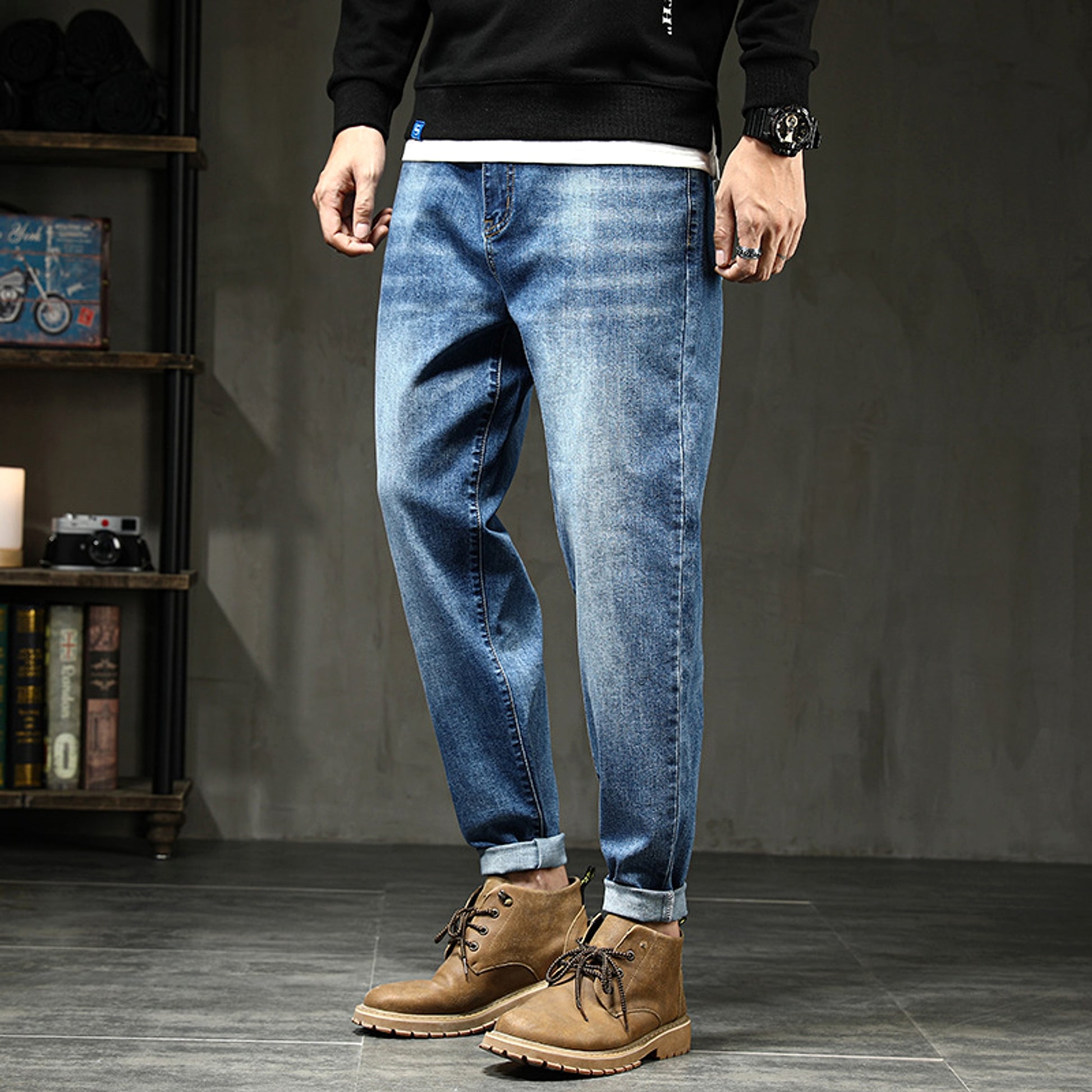 Jeans Loose Plus Fat Plus Size Harem Trousers Stretch Feet Jeans Men - enhanced image 4