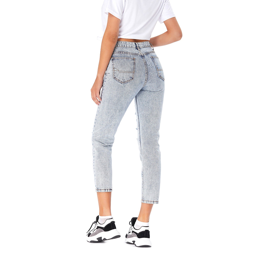 Jeans Women's Ripped Spring Casual Loose Jeans - enhanced image 4