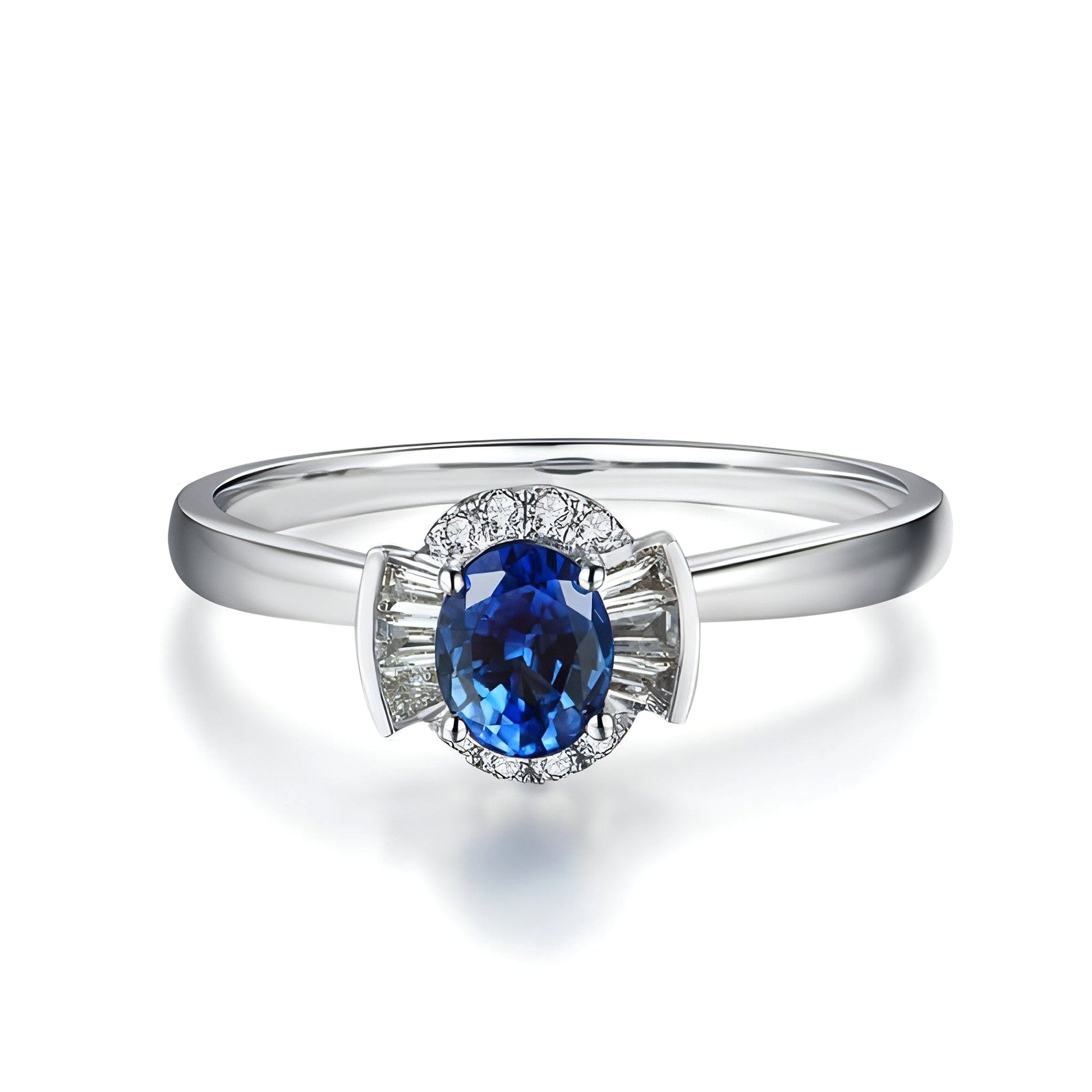 Sapphire & Diamond Inlaid 18K Gold Women's Ring - enhanced image 4