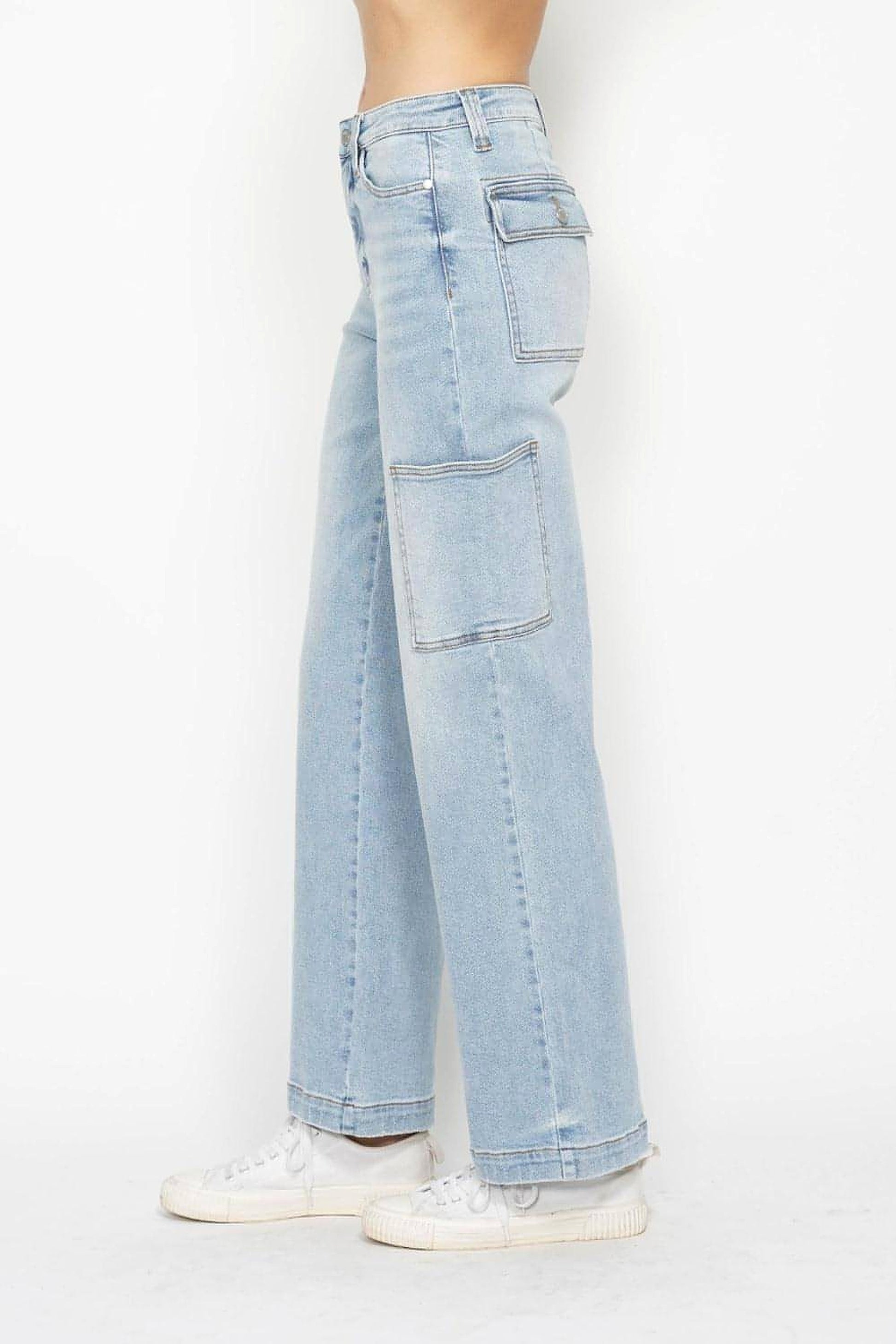 Judy Blue Full Size High Waist Straight Cargo Jeans - enhanced image 4