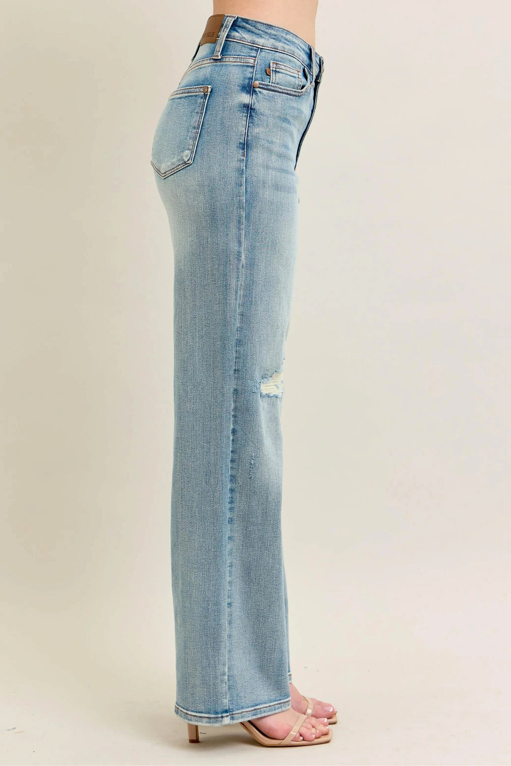 Judy Blue Full Size Hw Destroy & Knee Patch Straight Jeans Plus Size - enhanced image 4