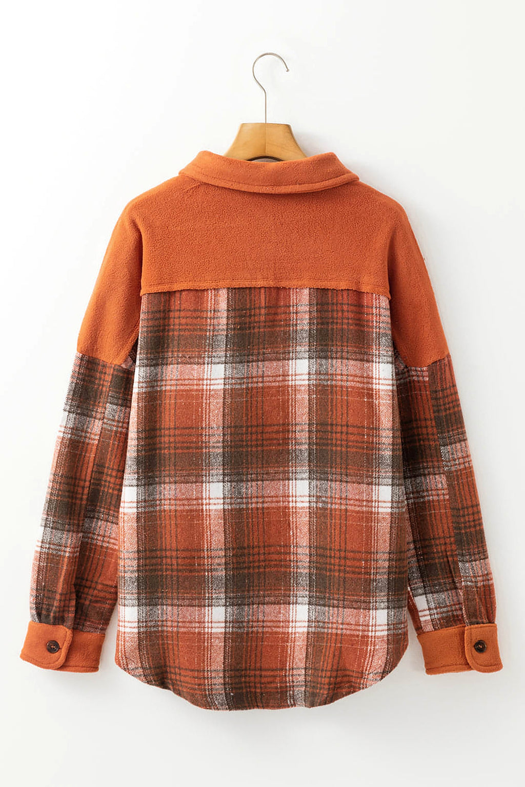 Khaki Colorblock Plaid Pattern Flap Pockets Buttoned Shacket - enhanced image 4