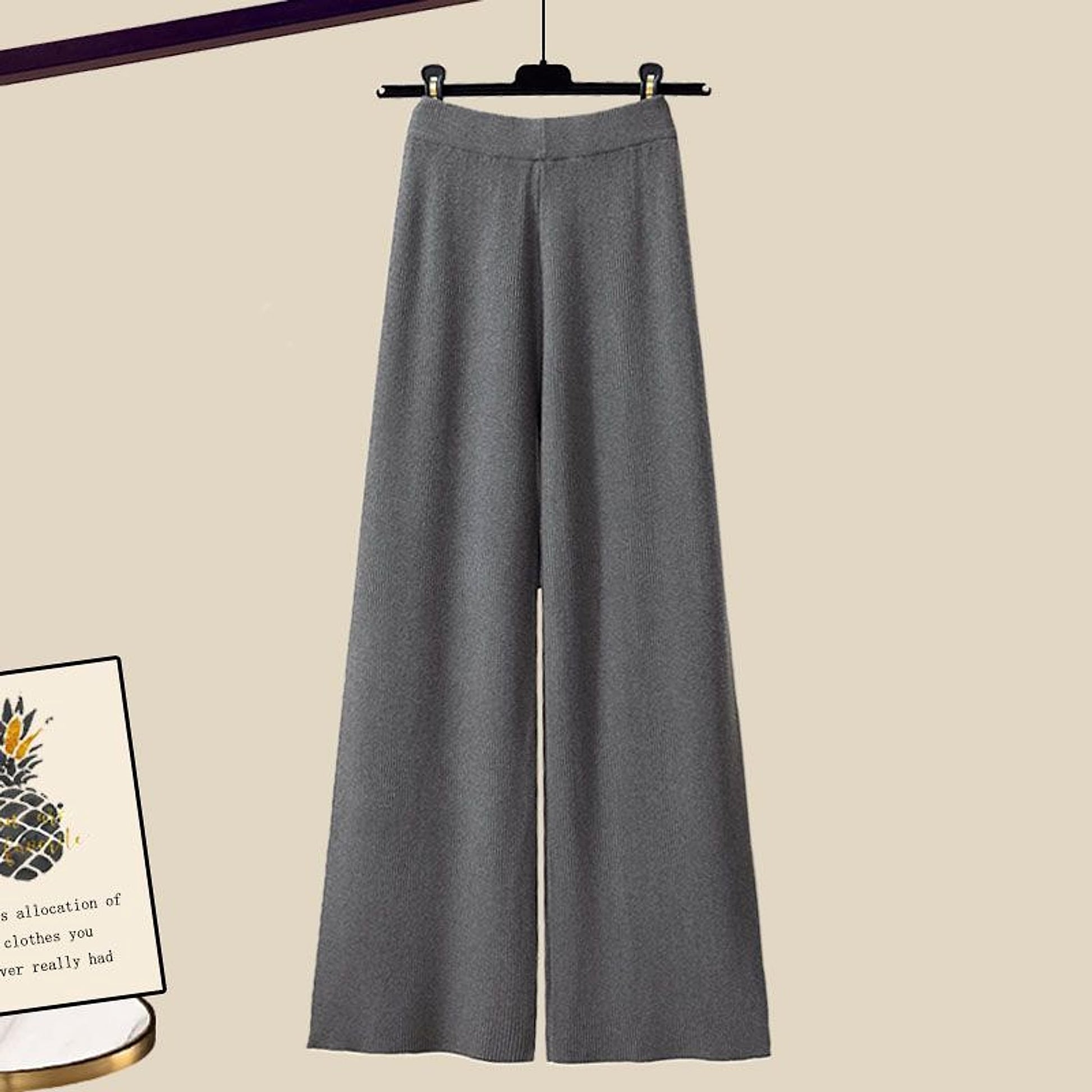 A.1 Knitted Sweater Wide Leg Pants Three-piece Set Autumn And Winter Suit Women - enhanced image 4