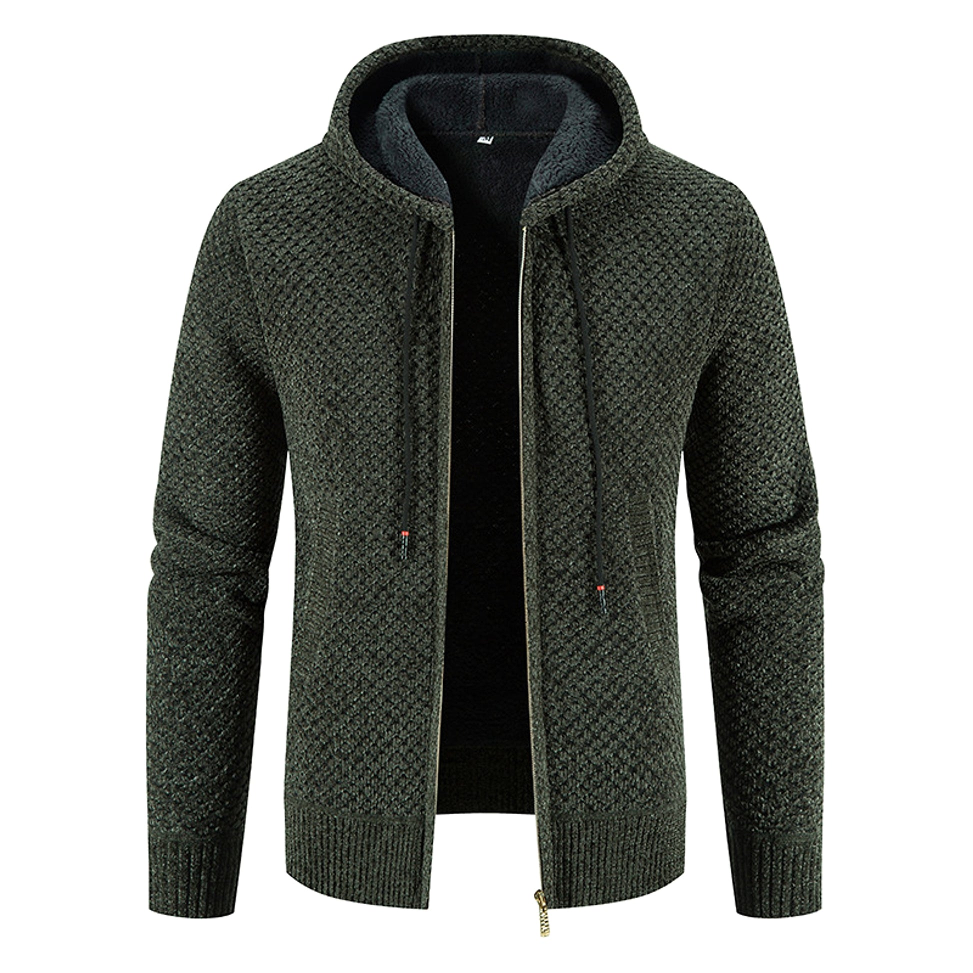Knitwear Men's Hooded Sweater Fleece-lined Velvet-added Thickness Fleece-lined Warm Cardigan Coat - enhanced image 4