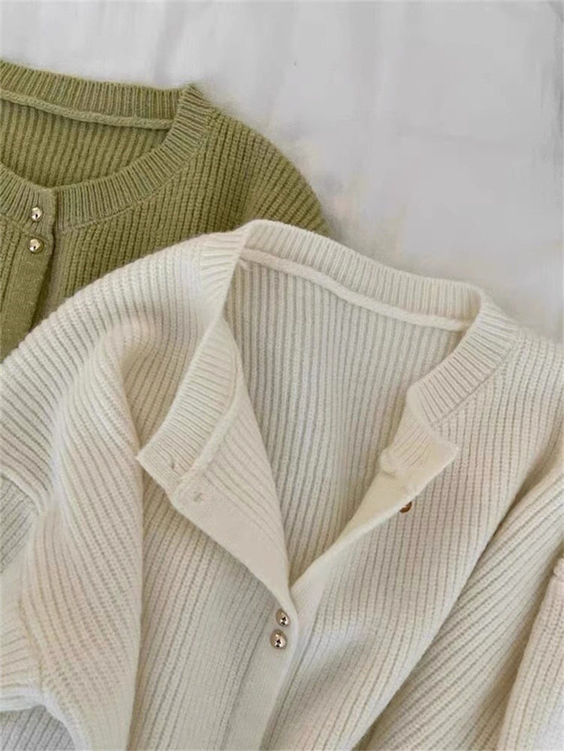 Korean Style Women's Long Sleeve Sweater Coat - enhanced image 4