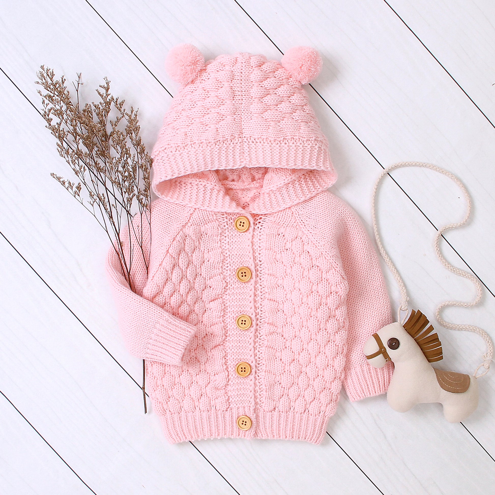 KuschelGlöckchen™ – Hooded Knit Jacket with Pom-Pom - enhanced image 4