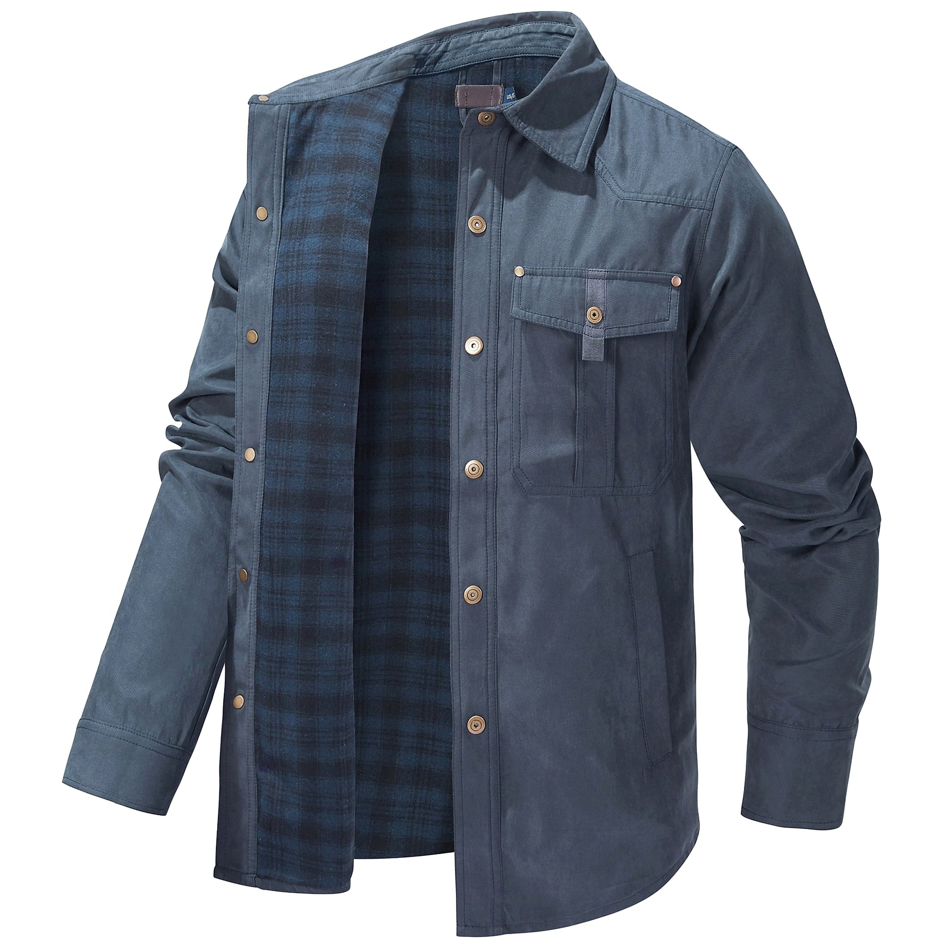A.1 Lapel Plaid Flannel Casual Retro Western Style Jacket Men - enhanced image 4