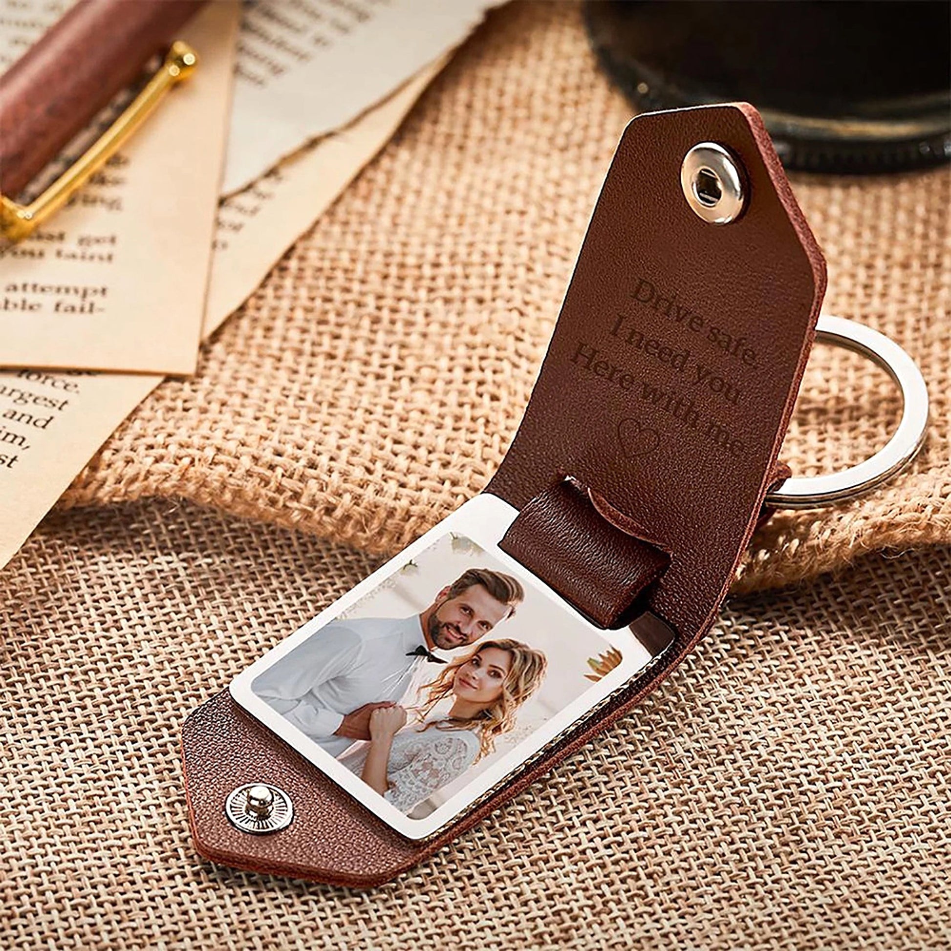 Personalized Leather Photo Keychain – Custom UV Color Printed Keyring - enhanced image 4