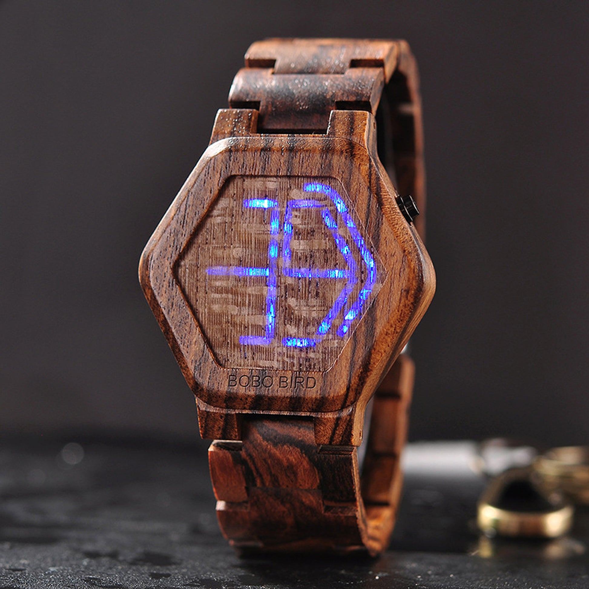 Z. LED Display Wooden Watch Men Wristwatches Wood Night Vision - enhanced image 4