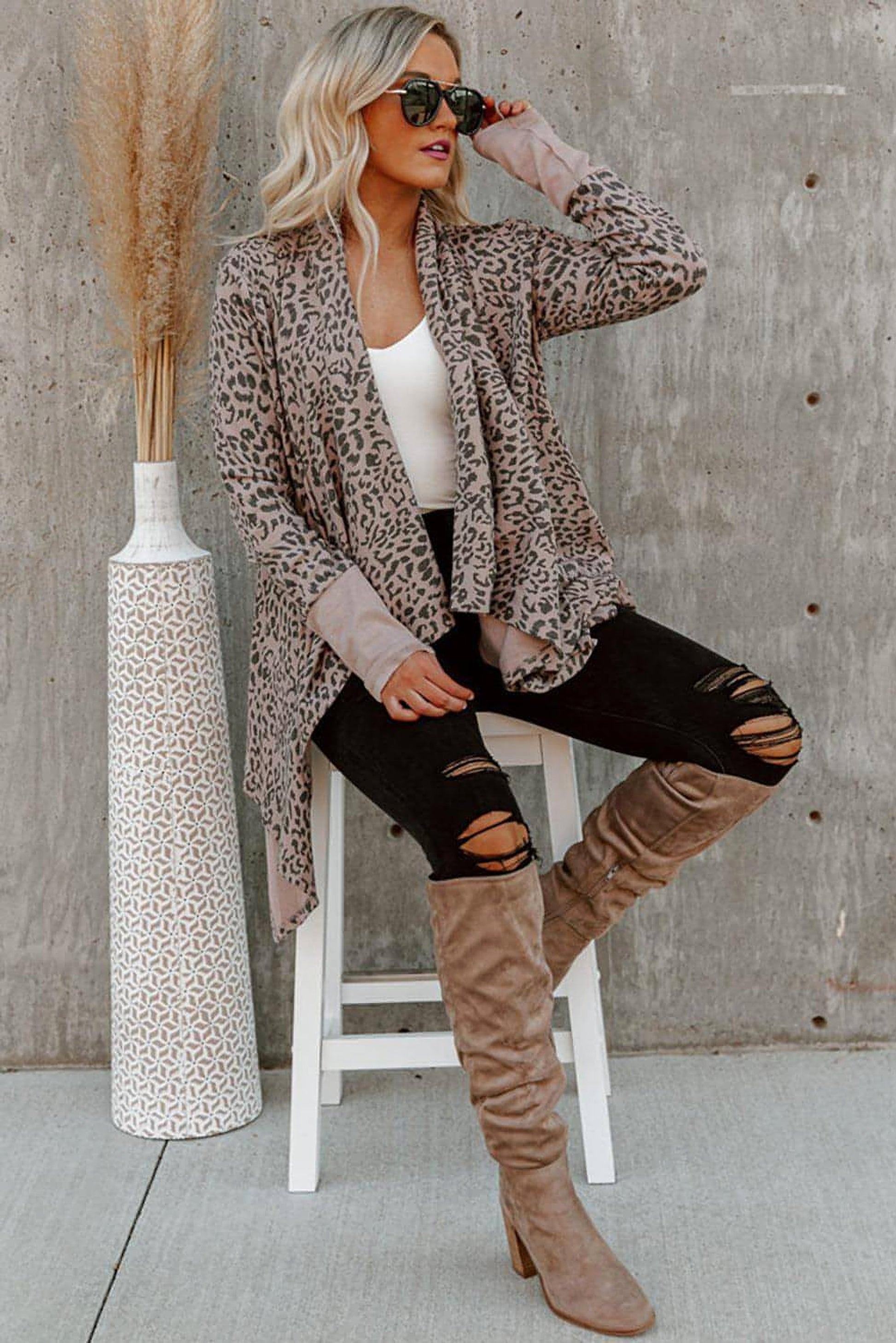 Leopard Open Front Cardigan - enhanced image 4