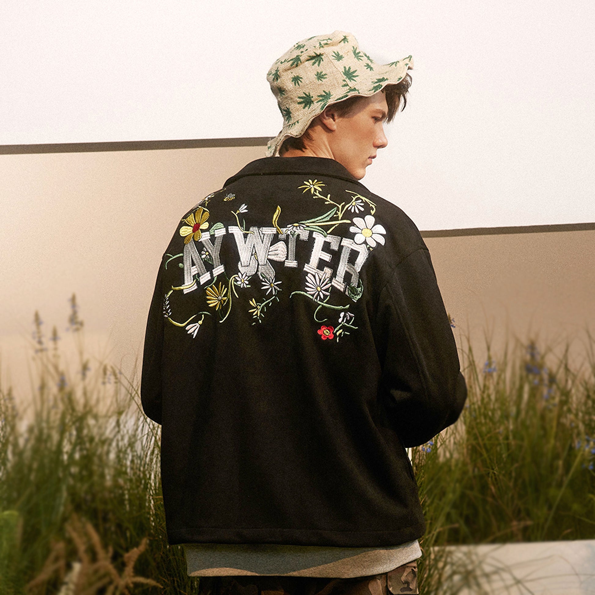Letter Floral Embroidered Jacket For Men - enhanced image 4