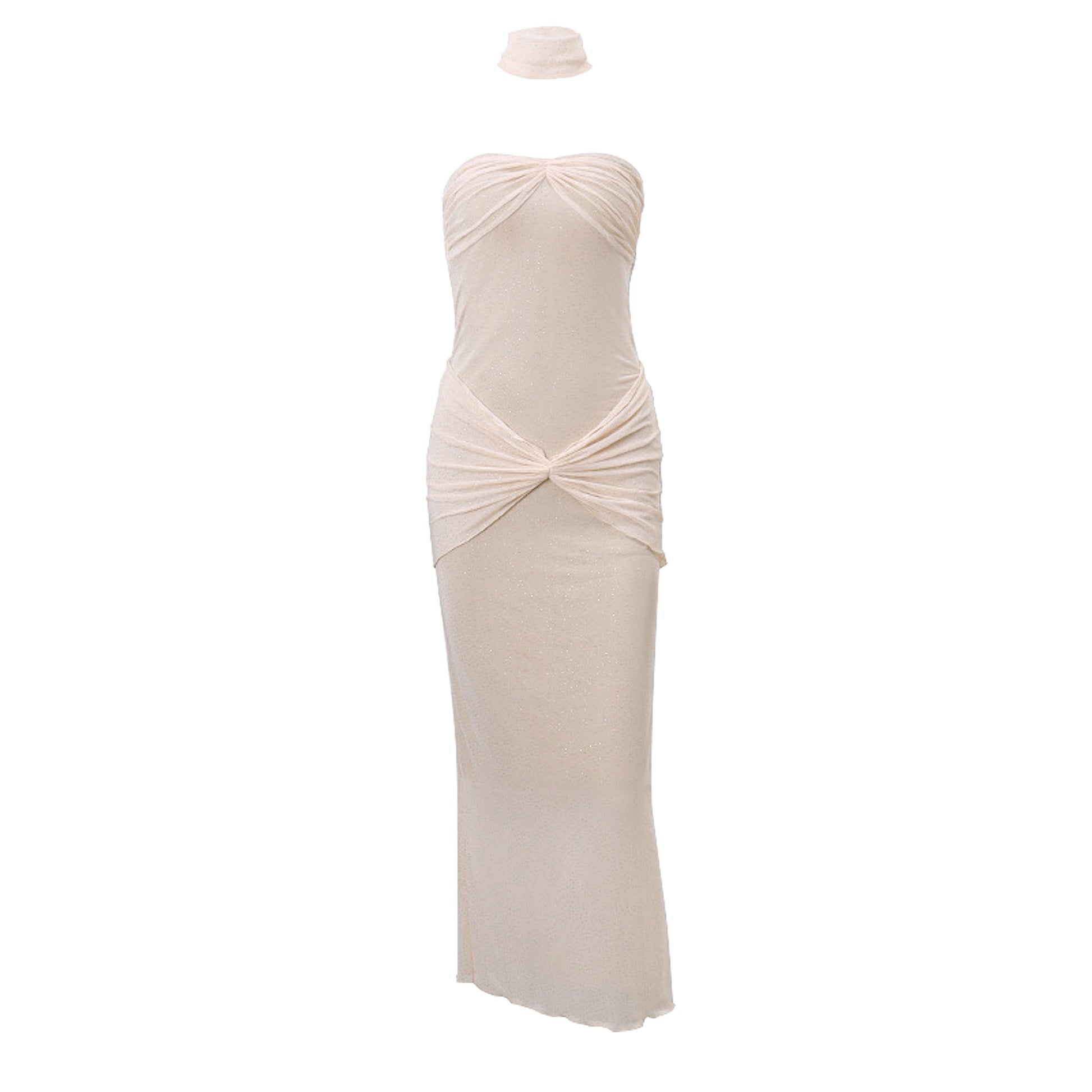 Lightly Chest-wrapped Sequins Slightly Transparent Fishtail Gown Dress - enhanced image 4