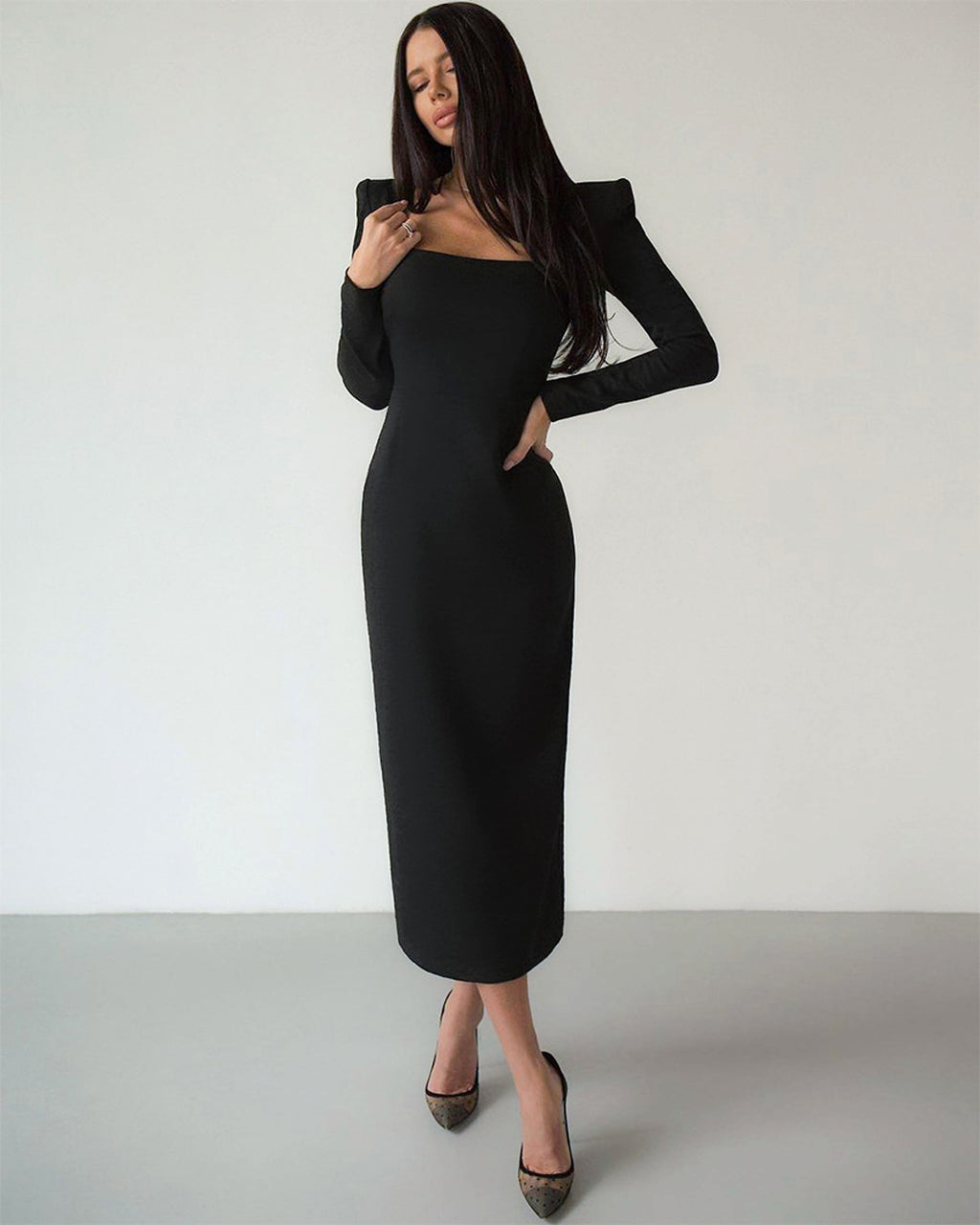 A1. Long Skirt, Square Neck, Slim Fit - enhanced image 4