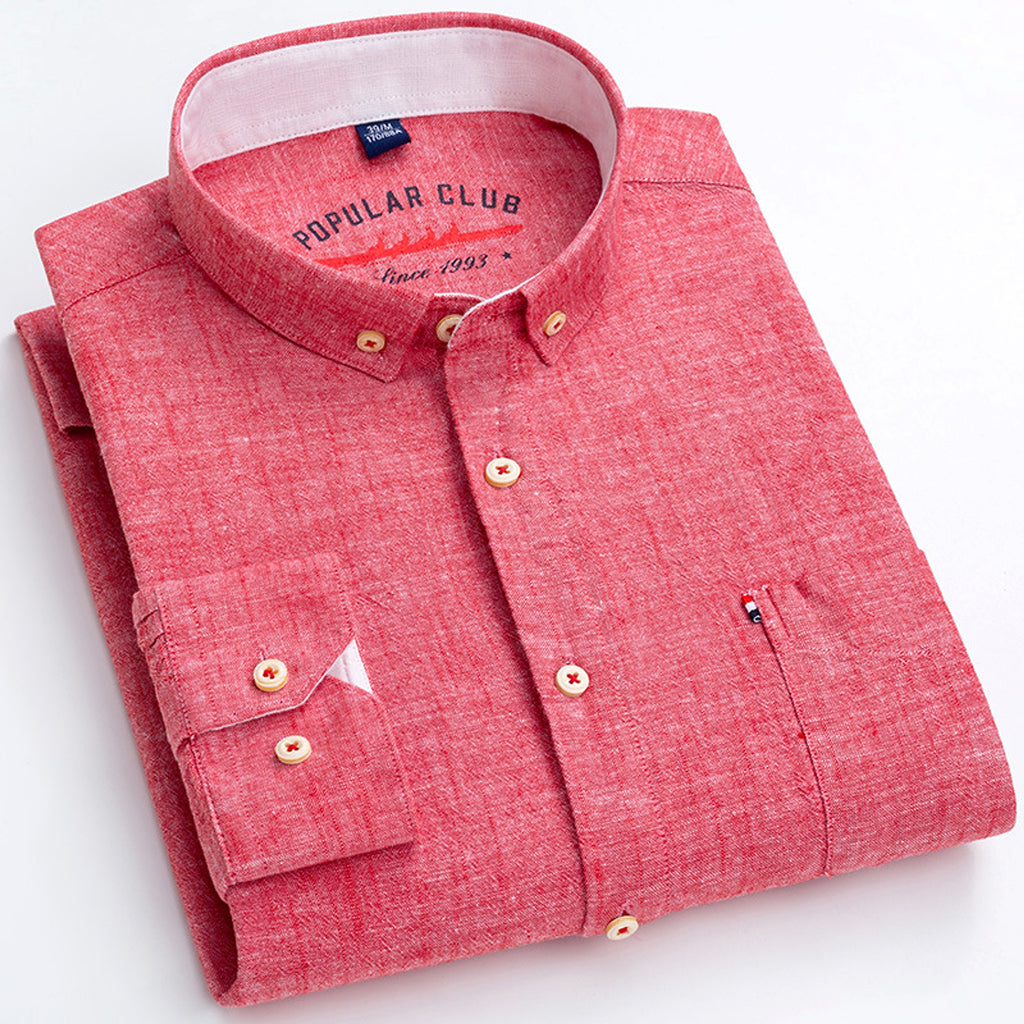Long Sleeve Cotton Linen Slim Fit Fashion Casual Linen DressShirt Men - enhanced image 4