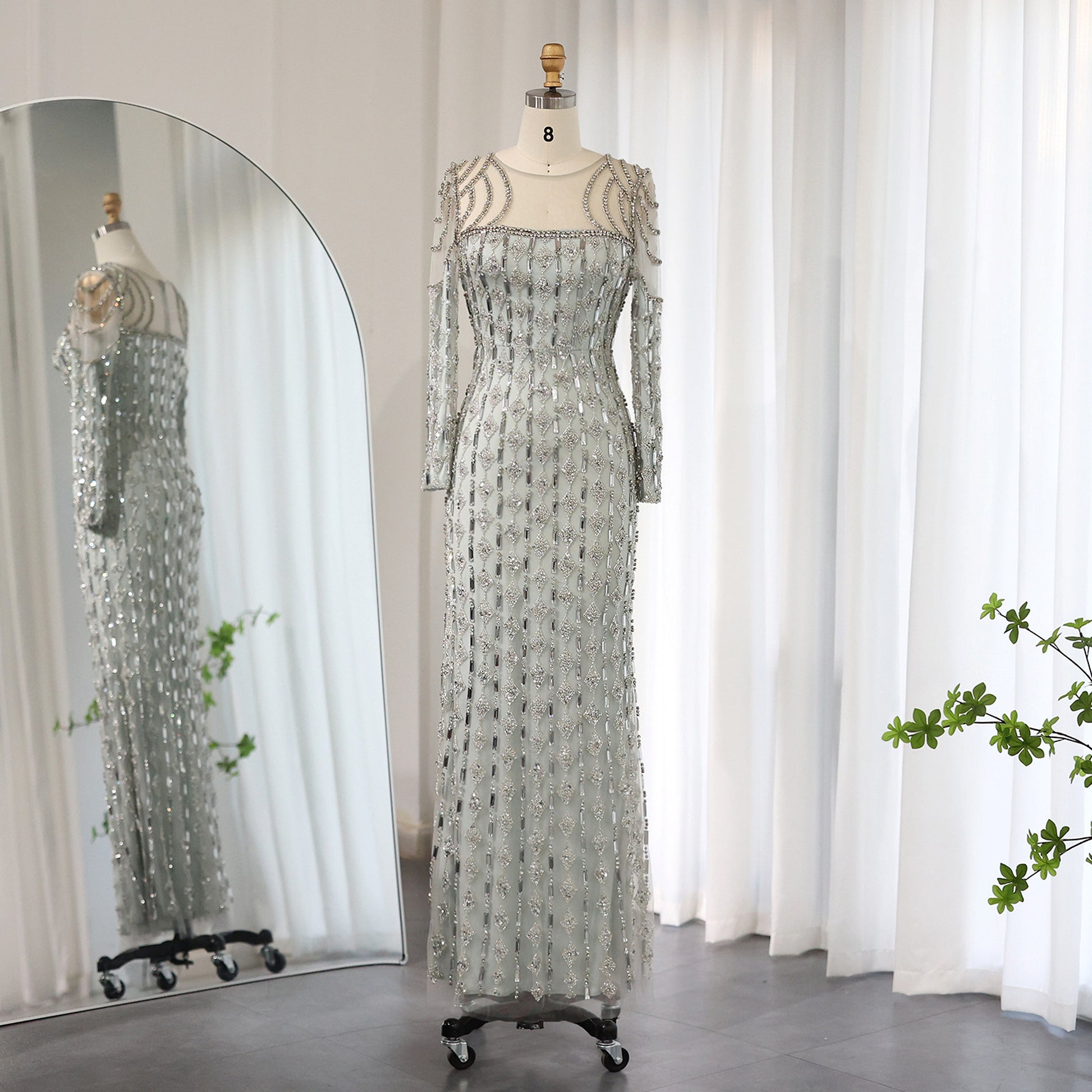 A Long Sleeve Long Slim Fishtail Dress - enhanced image 4