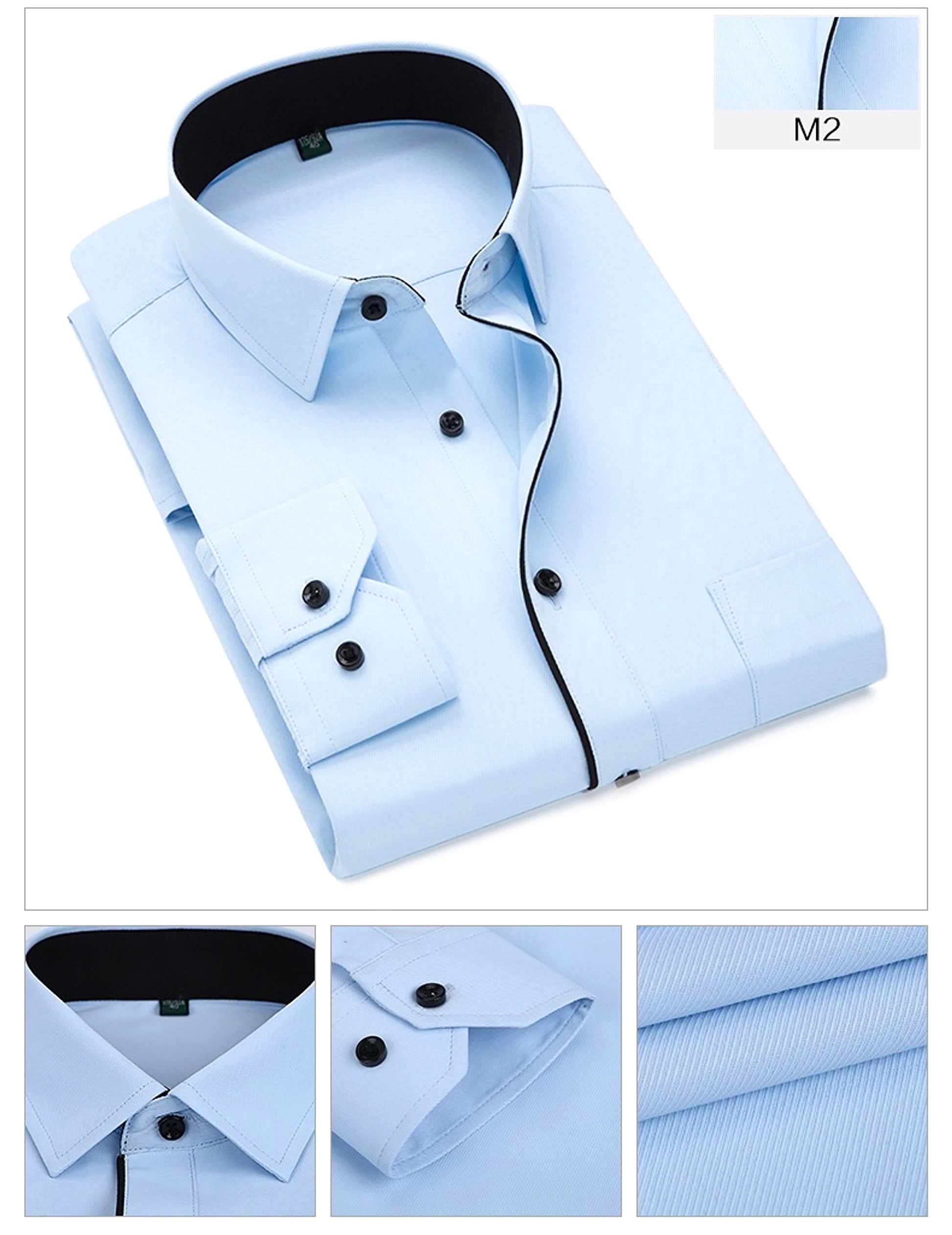 Long Sleeve Men's Business Pure Color Shirt - enhanced image 4