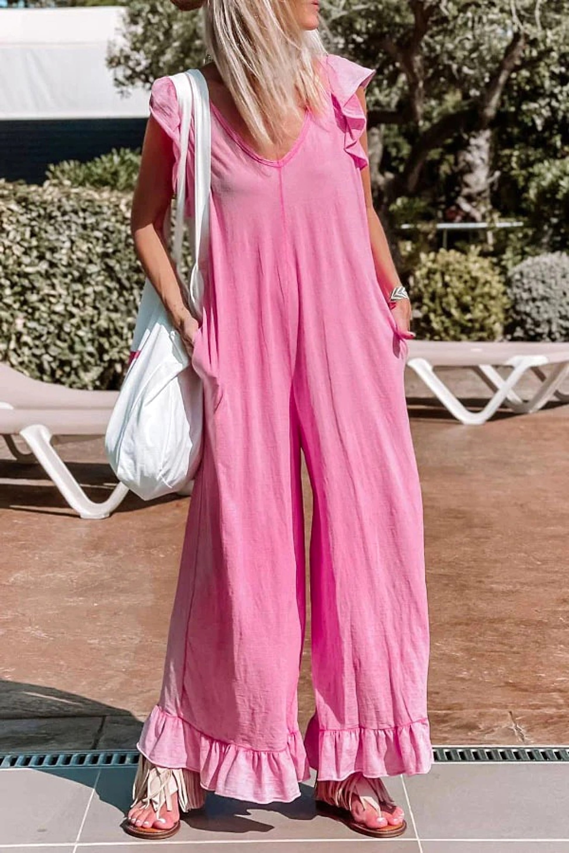 Loose Lotus Leaf Jumpsuit Casual Jumpsuit - enhanced image 4
