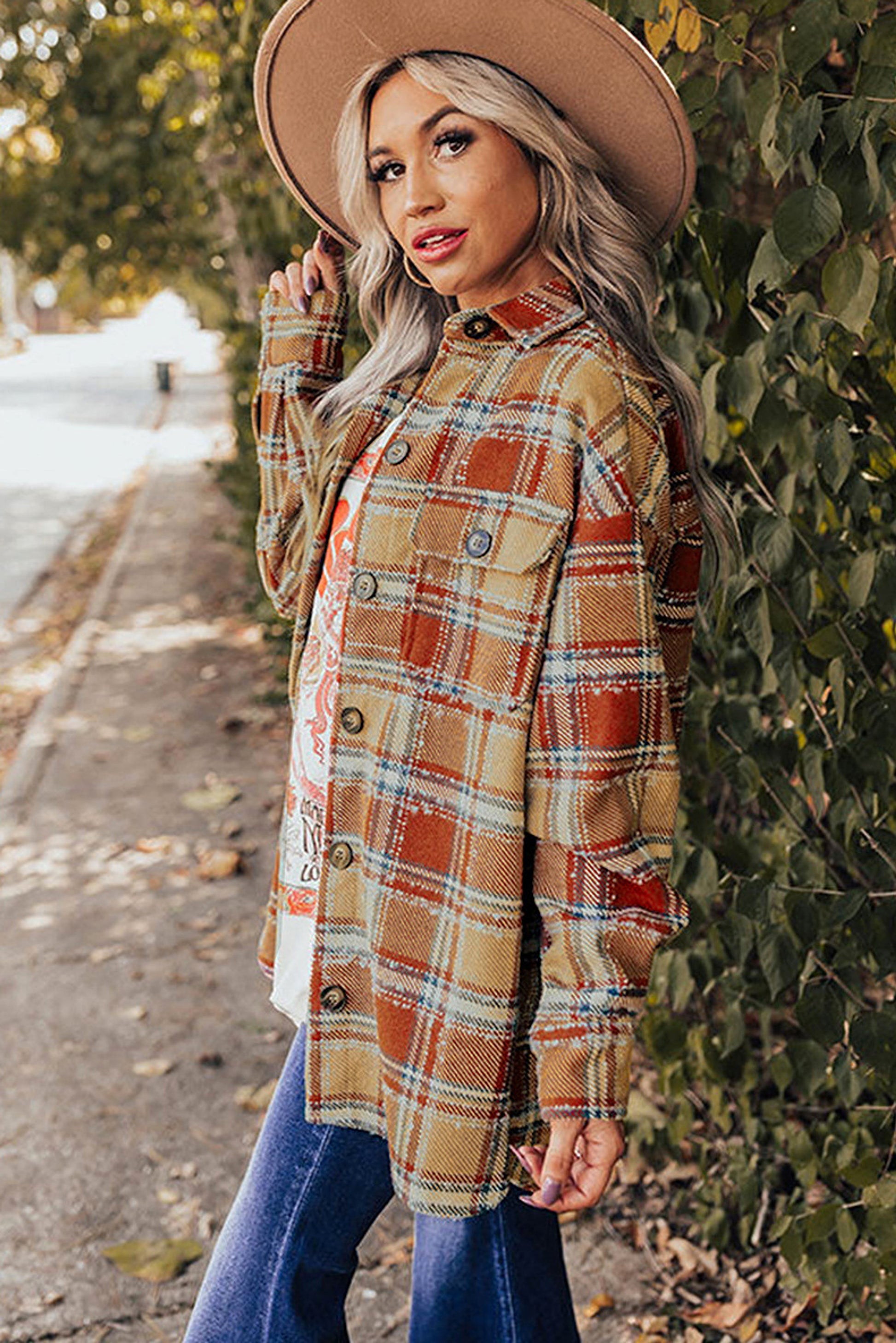 Loose Plaid Coat Women's Fashionable Outerwear Long-sleeved Top jacket - enhanced image 4