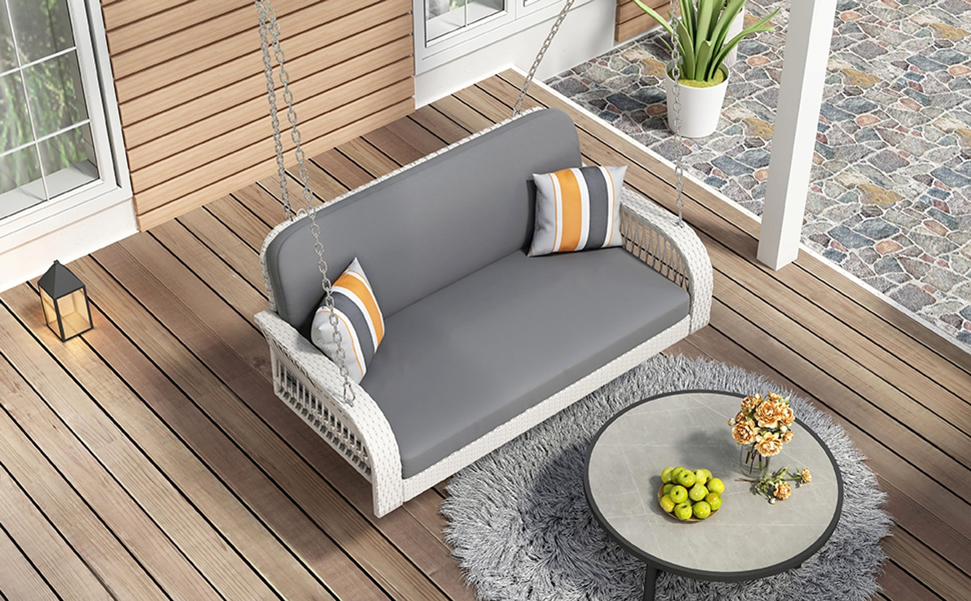 LuneluX – GO² Swing | Gartenlounge - Hängebank für 2 Personen (Grey-White) - enhanced image 4