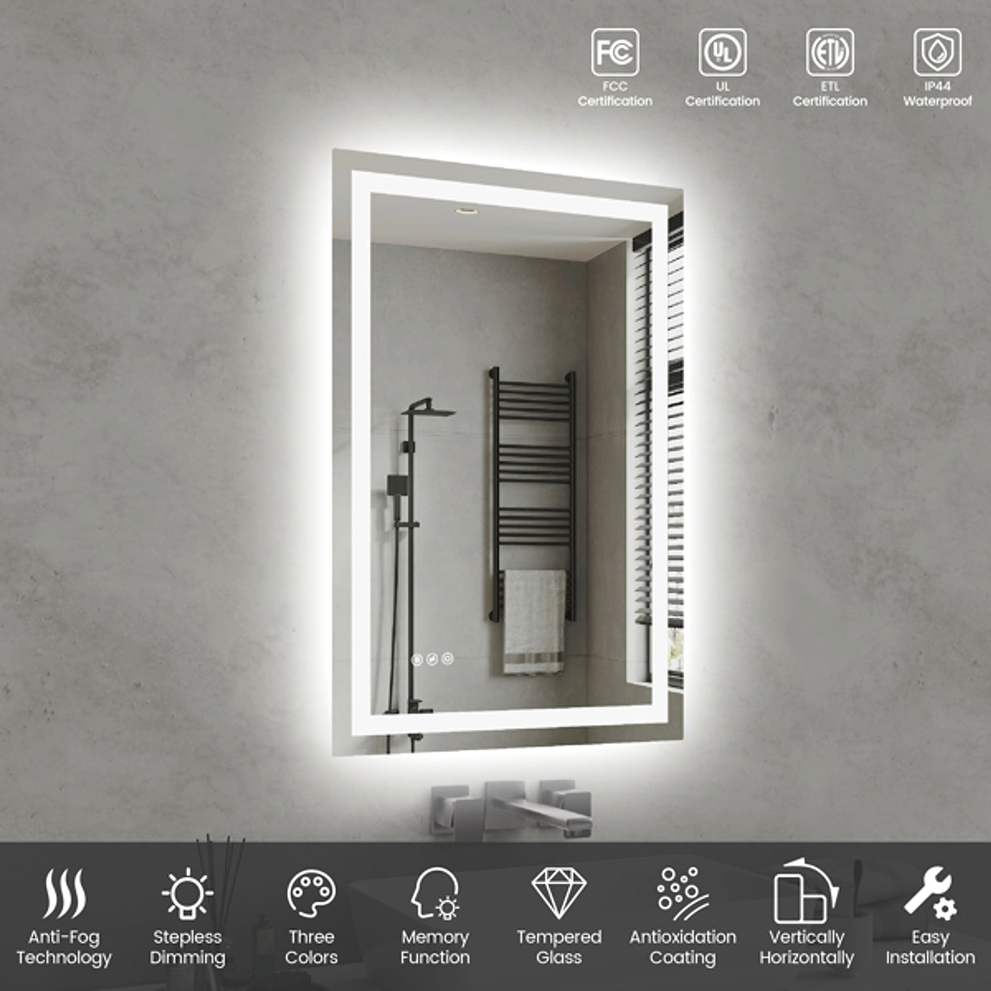 LuneluX_Home – Lumière LED Mirror (24" x 36") - enhanced image 4