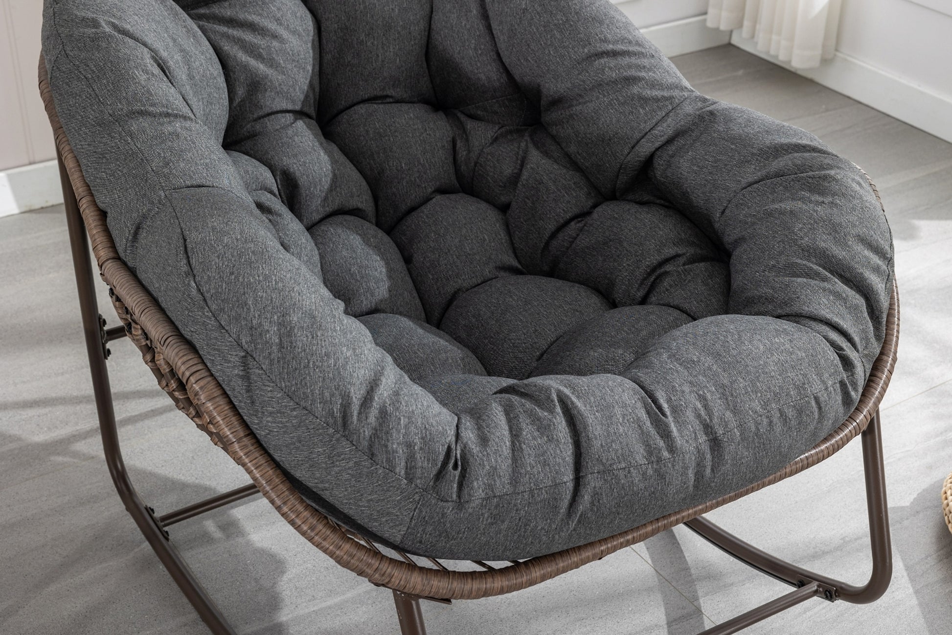 LuneluX_Home – Outdoor Rocking Lounge Chair with Cushion (Grey) - enhanced image 4