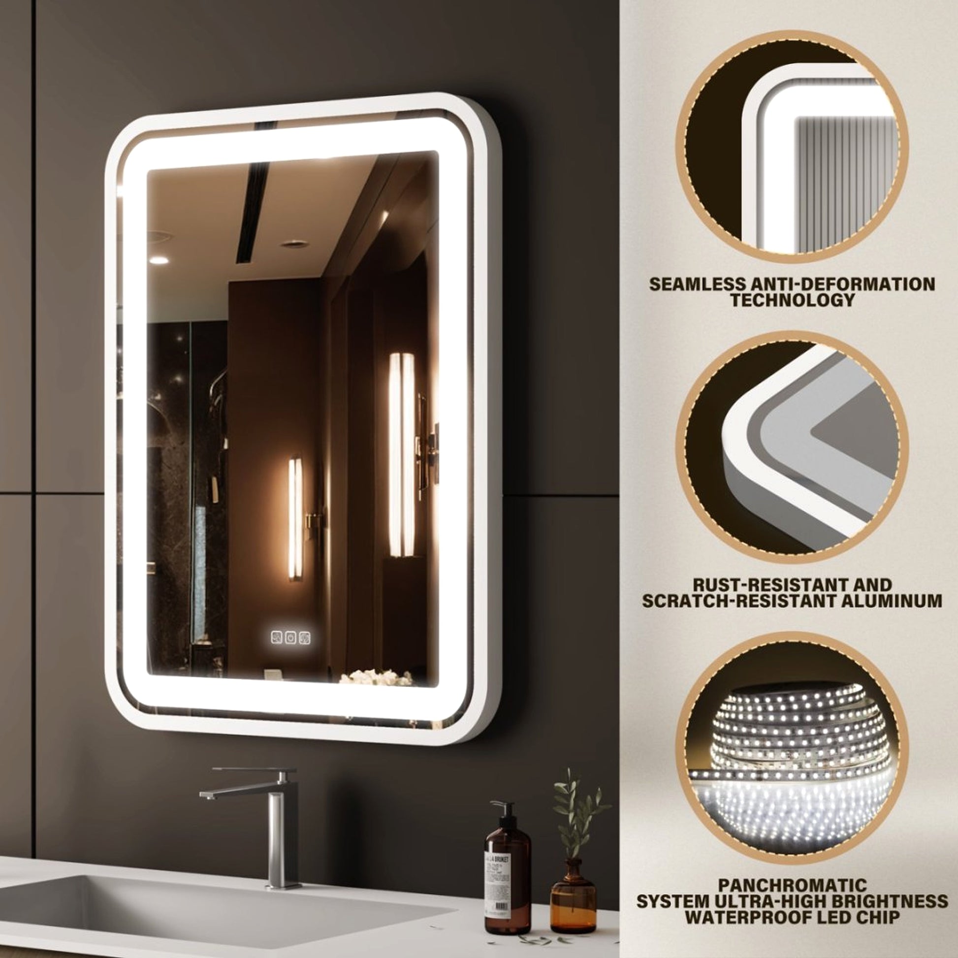 LuneluX_Home – Smart LED Bathroom Mirror with Anti-Fog & Touch Control (Vertical & Horizontal Mounting) - enhanced image 4