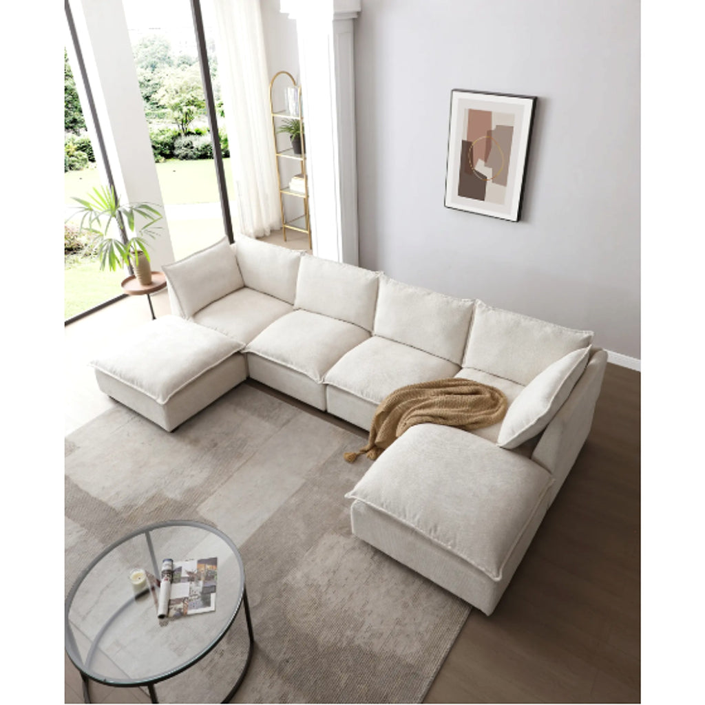 LuxeCasa™ – Modular Linen Sectional Sofa with Convertible Ottoman (US Warehouse) - enhanced image 4