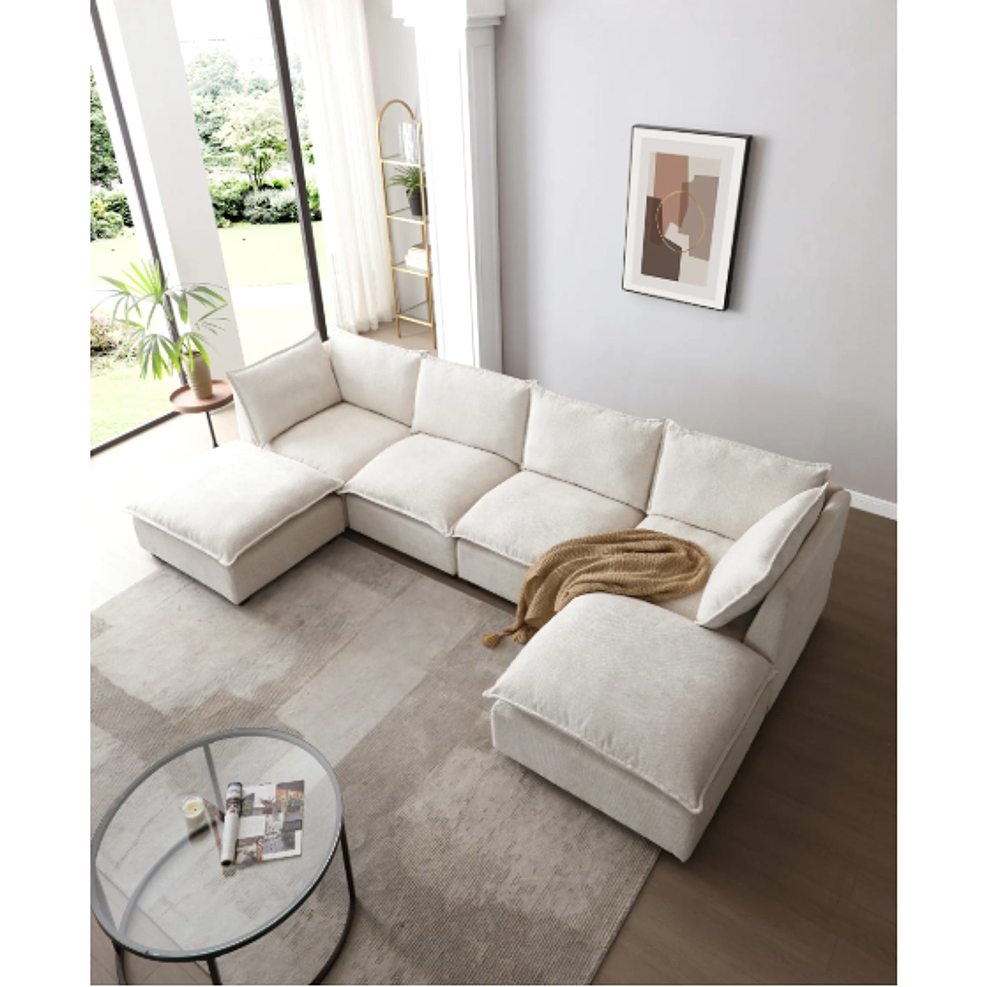LuxeCasa™ – Modular Linen Sectional Sofa with Convertible Ottoman (US Warehouse) - enhanced image 4