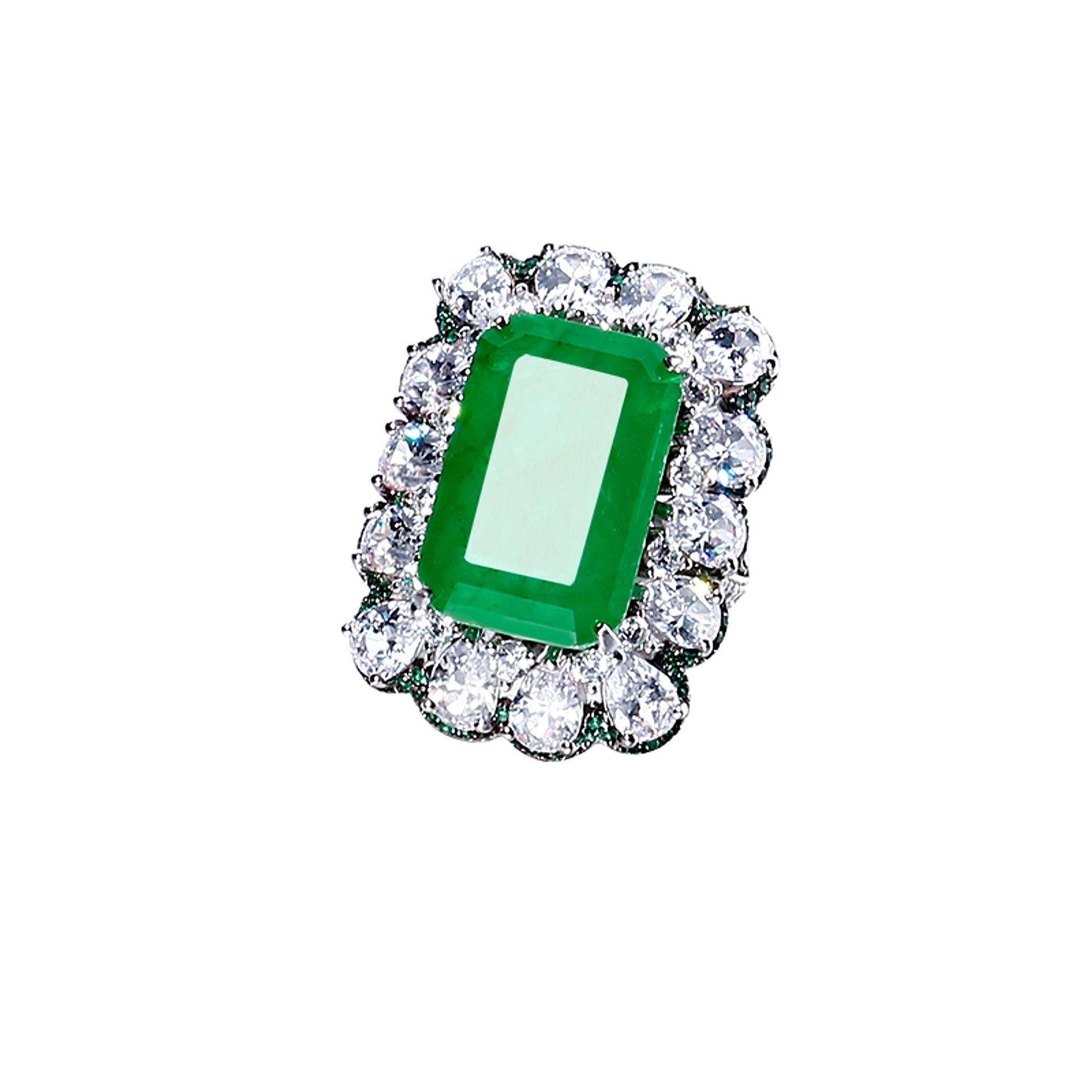 LuxeJewels™ - FrostÉmeraude  – Regal Emerald Statement Ring - enhanced image 4