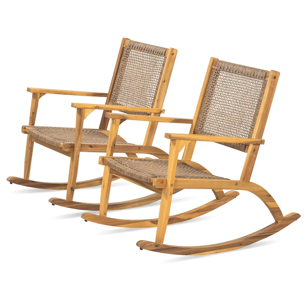 LuxePatio™ – 2‑Piece Acacia Rocking Chair Set for Outdoor & Garden Use (US Warehouse) - enhanced image 4