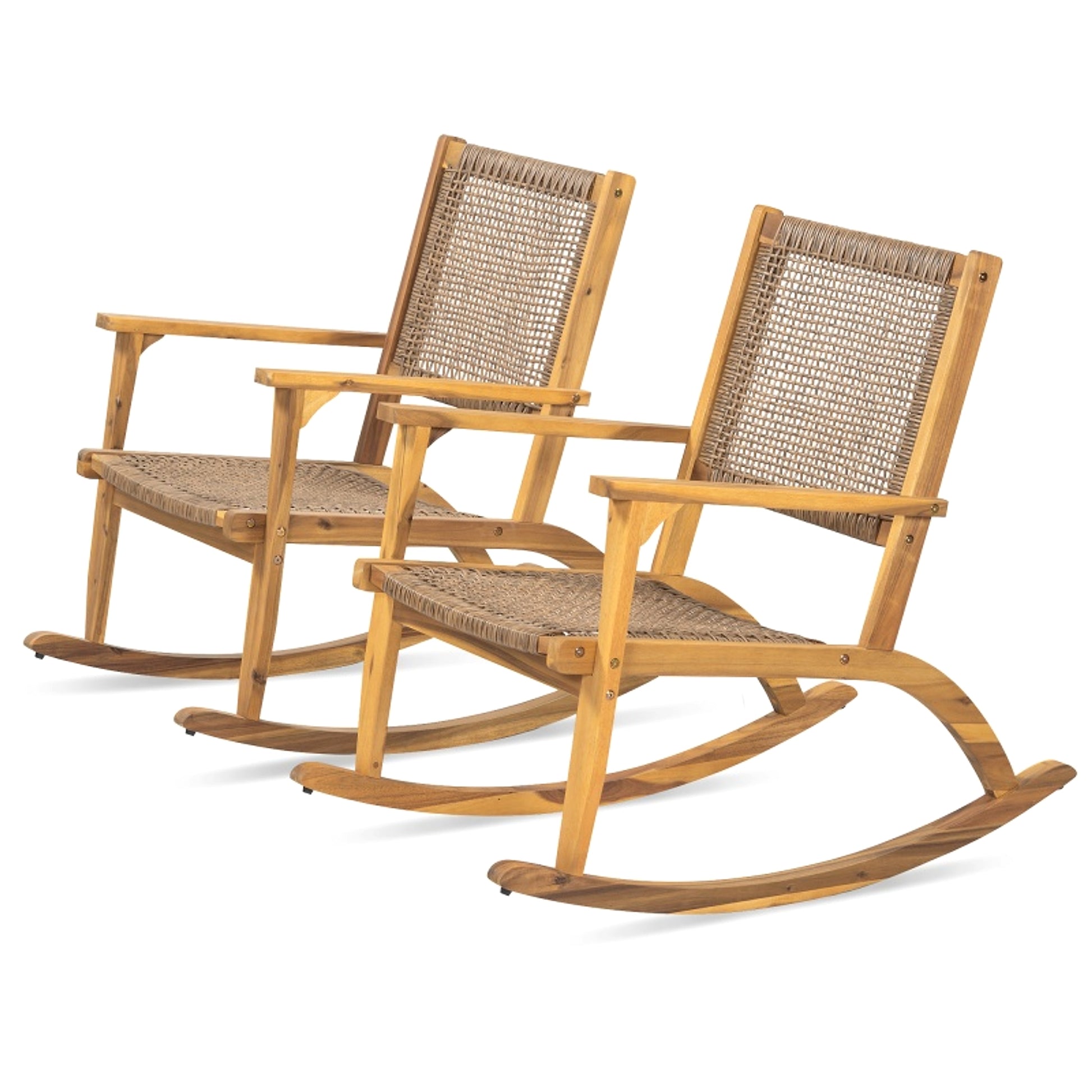 LuxePatio™ – 2‑Piece Acacia Rocking Chair Set for Outdoor & Garden Use (US Warehouse) - enhanced image 4
