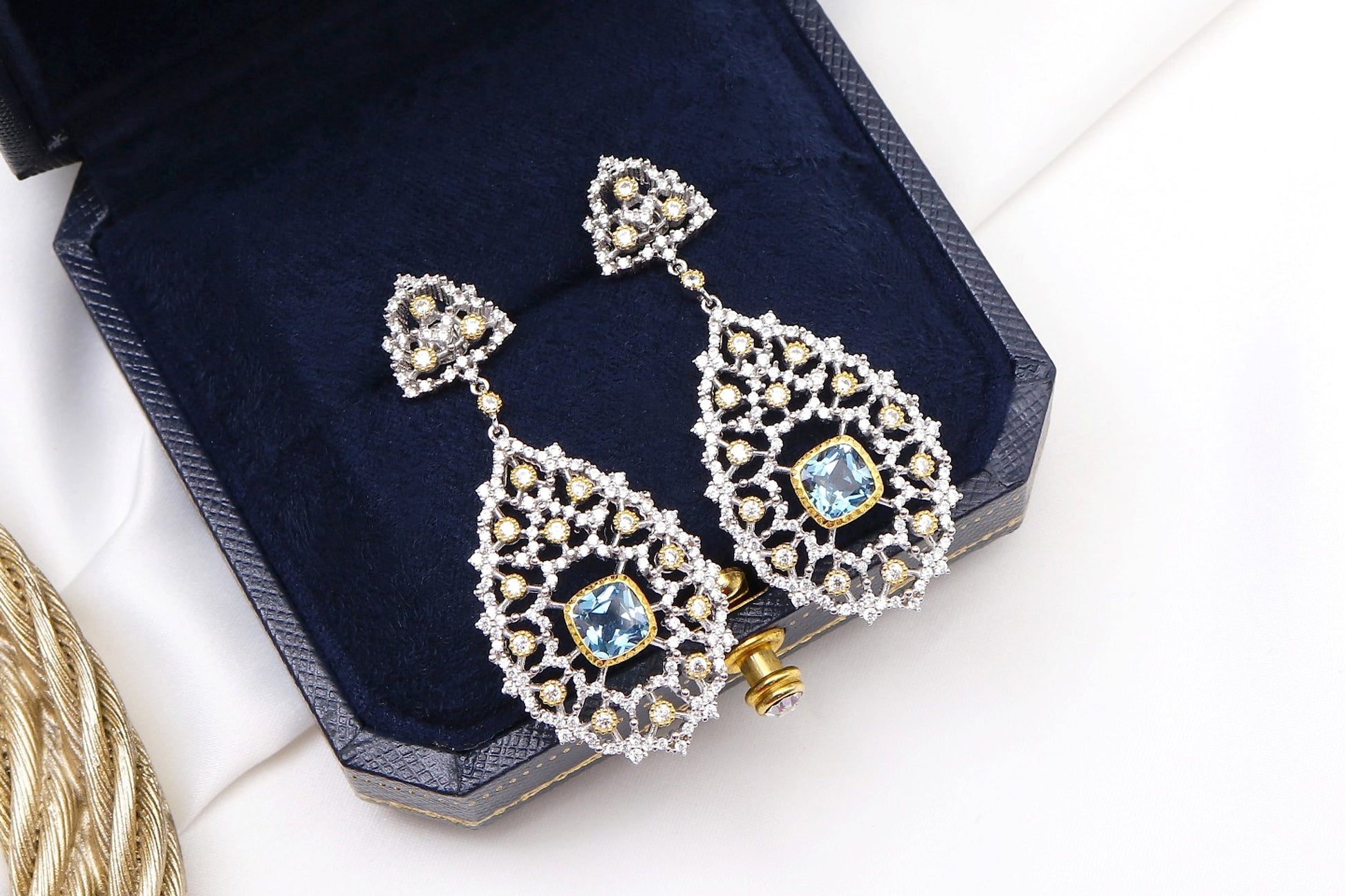 Luxury Custom 925 Silver Blue Luxury Earrings - enhanced image 4