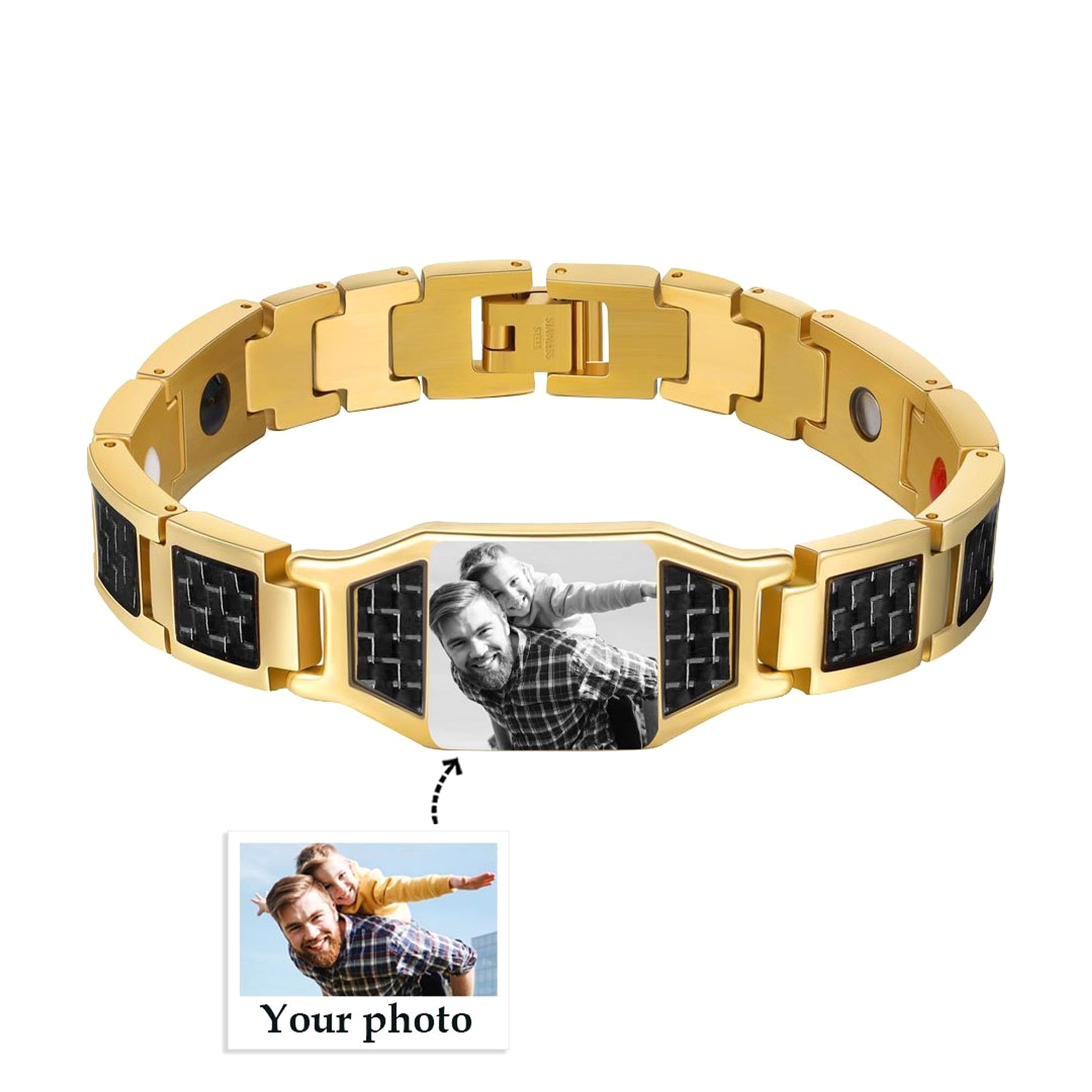 Men's Bracelet Magnet Carbon Fiber Titanium Steel - enhanced image 4