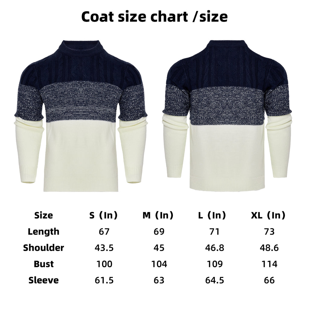 Men's Casual Color Block Long Sleeve Cable Knit Pullover Sweater - enhanced image 4