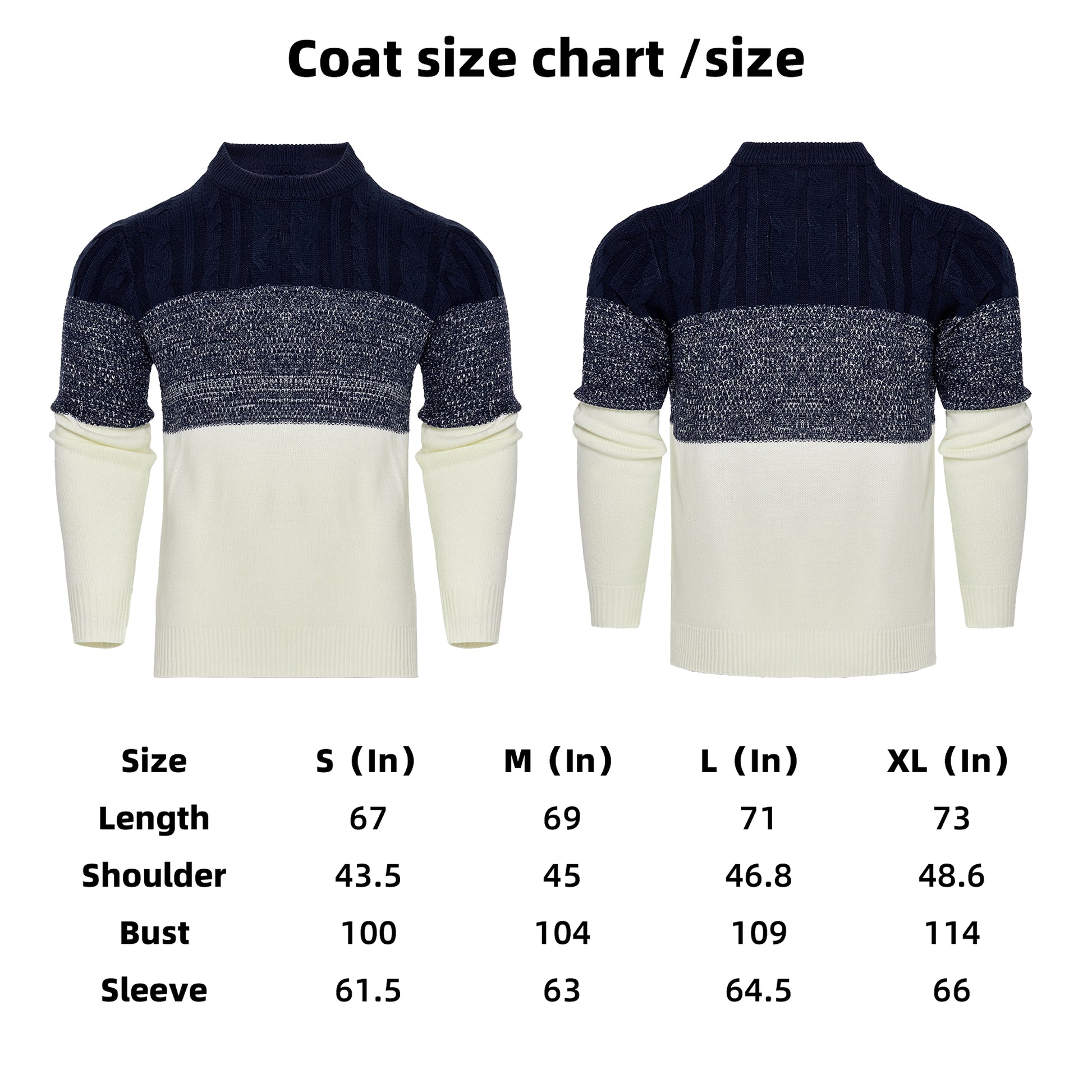 Men's Casual Color Block Long Sleeve Cable Knit Pullover Sweater - enhanced image 4