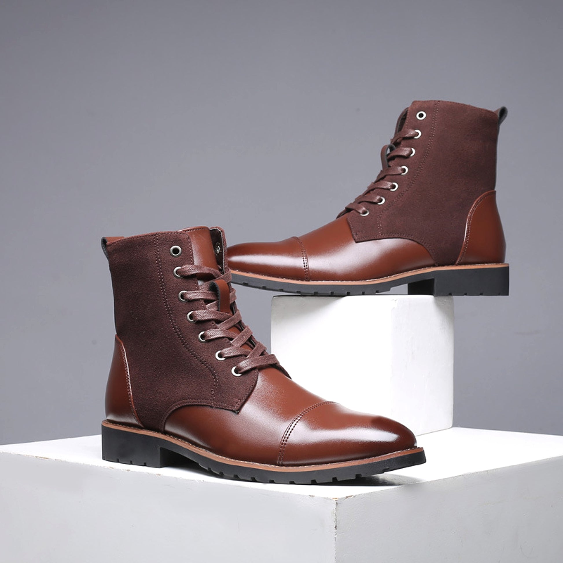 Men's Casual Boots Men's Plus Velvet Mid-cut Fashion Military Boots - enhanced image 4