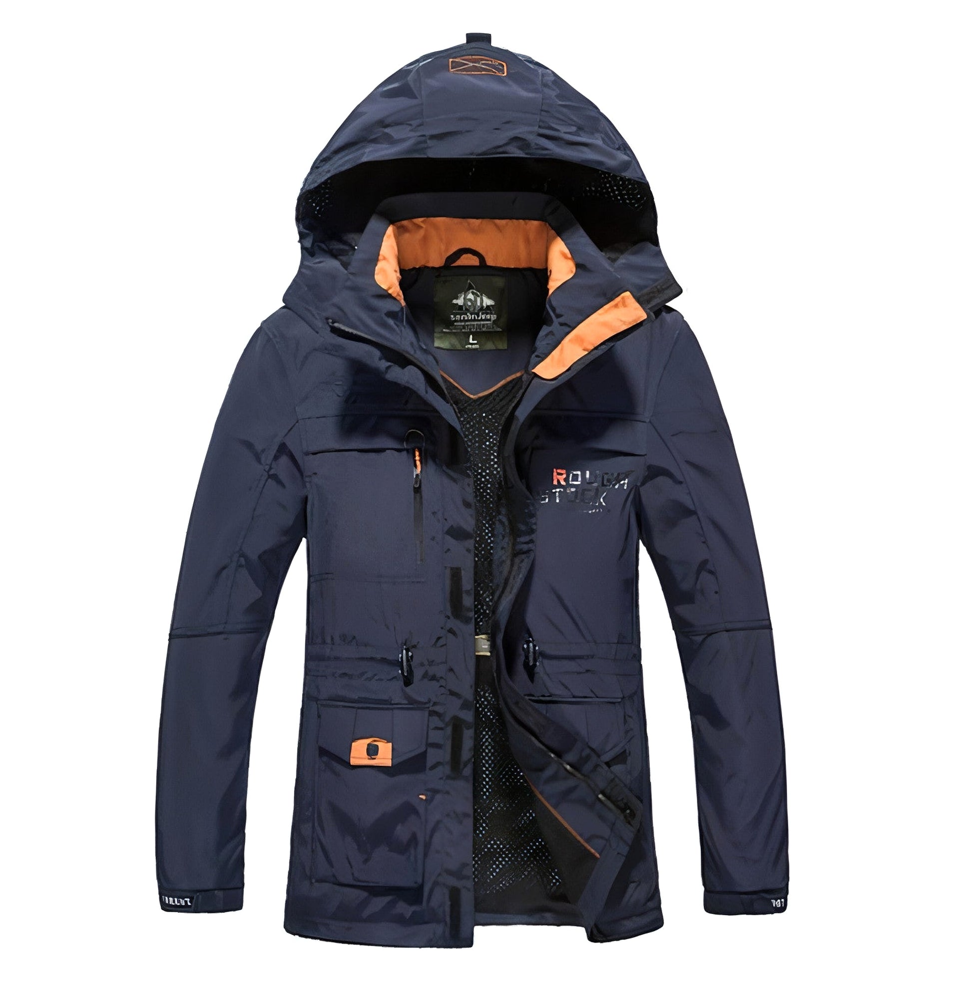 Men's casual outdoor waterproof breathable long hooded stand collar Jacket - enhanced image 4