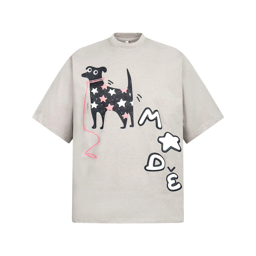 Men's Dog Round Neck Oversized T-Shirt - enhanced image 4