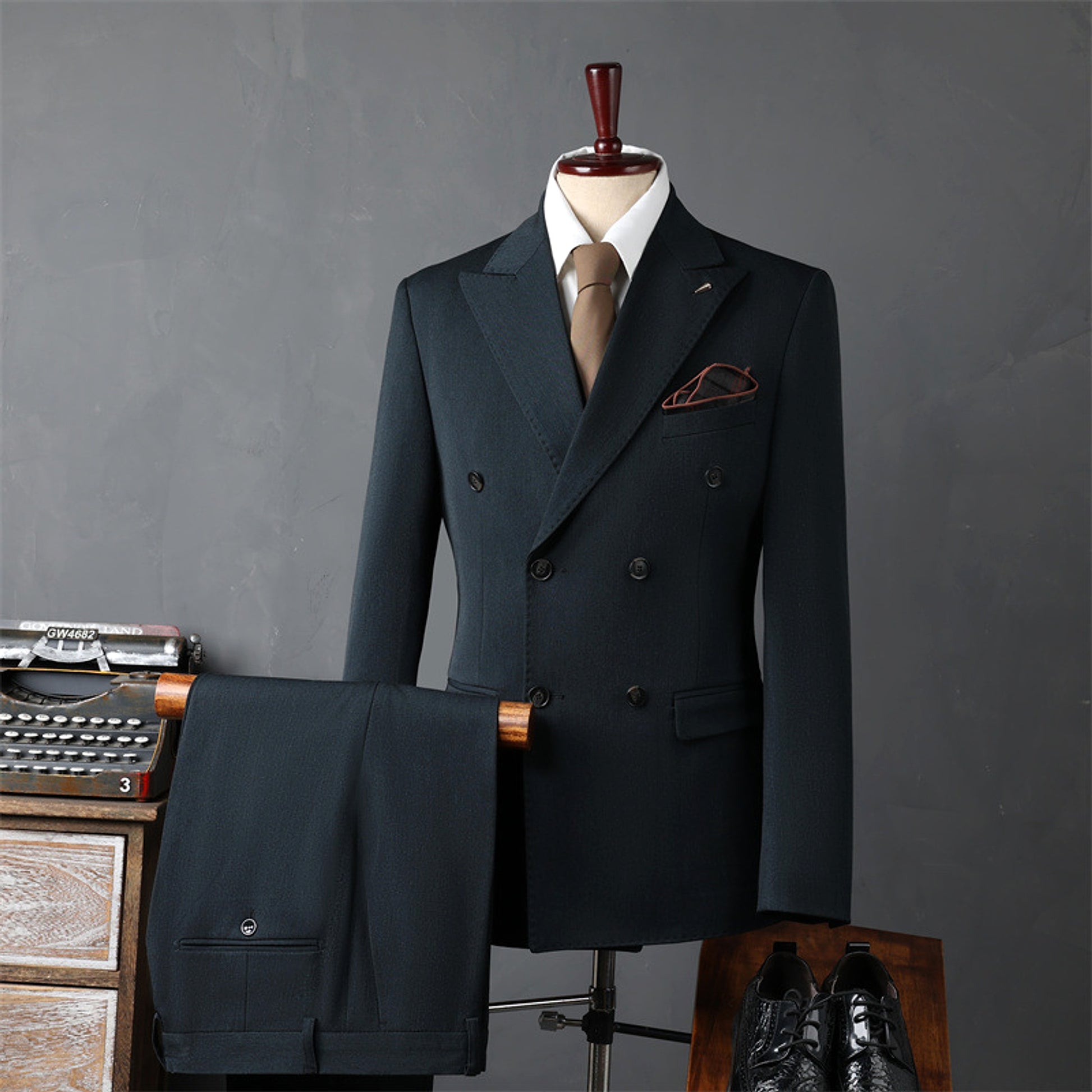 PrestigeForm™ – Men’s Double-Breasted Business Suit Set - enhanced image 4