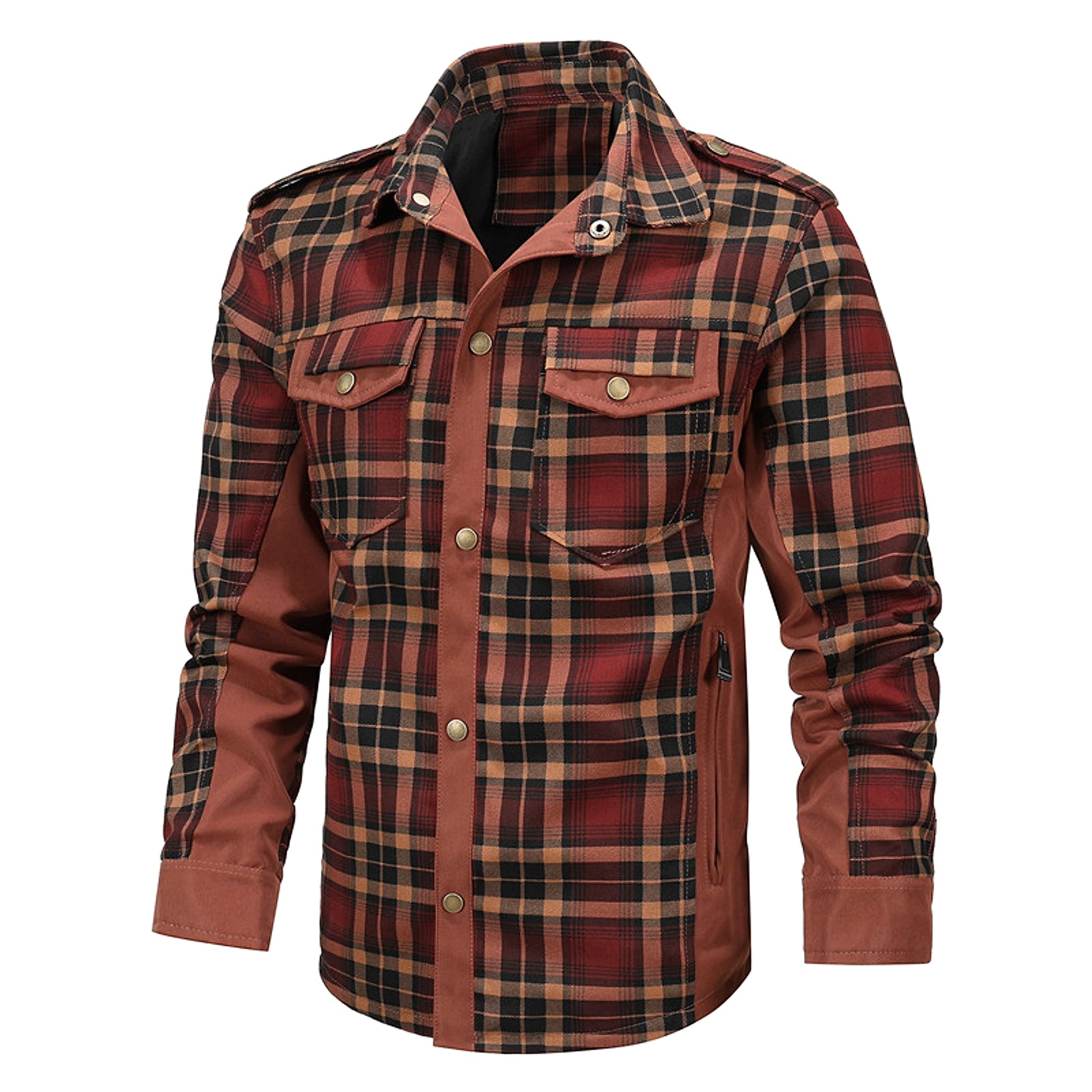 A.1 Men's Fashion Casual Plaid Shirt Jacket - enhanced image 4