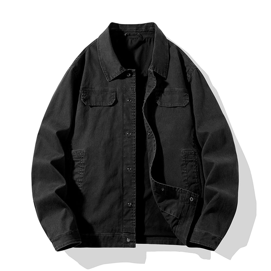 Men's Faux Denim Washed Cotton Coat - enhanced image 4