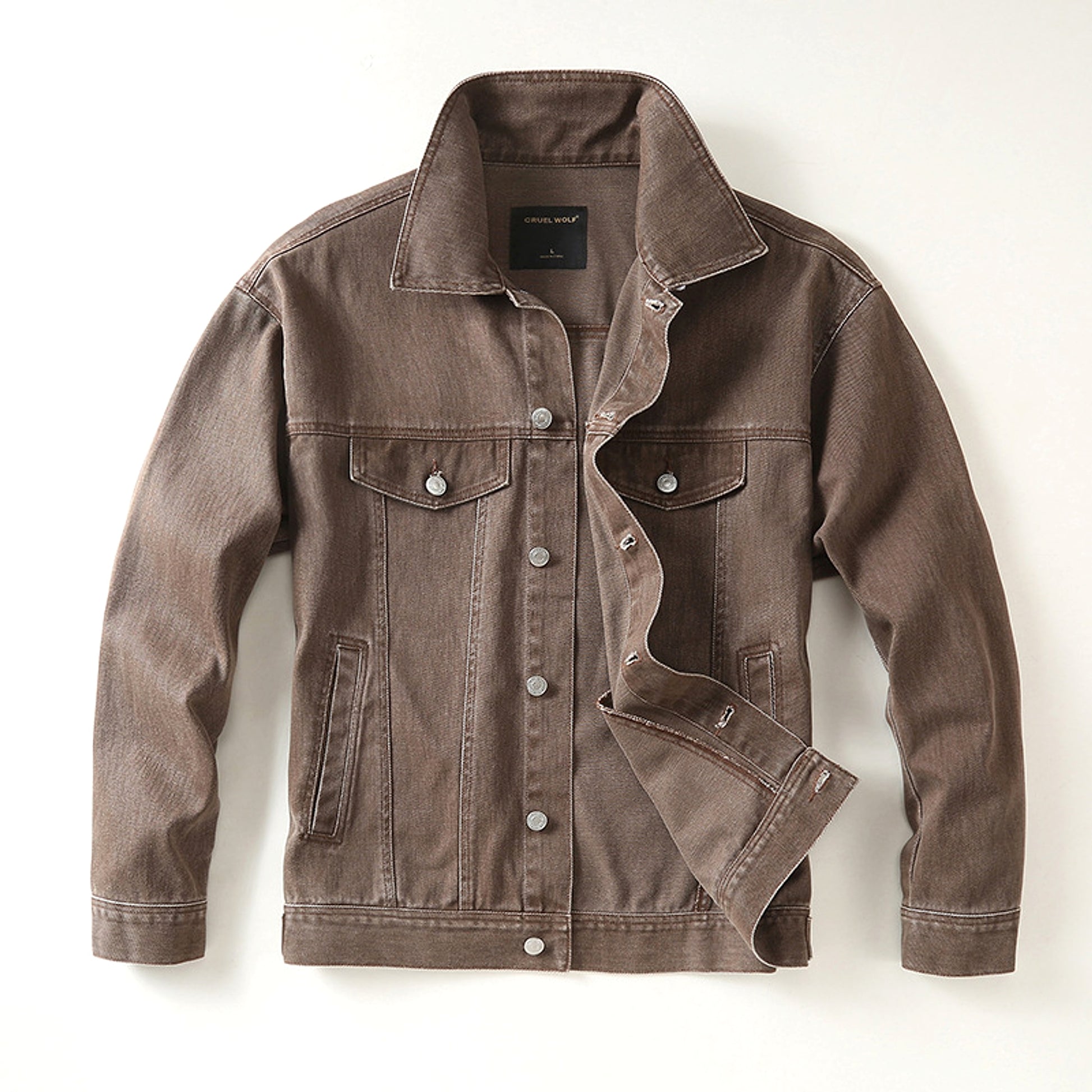 Men's High Street Loose-fitting Workwear Jacket Polo Collar Top Cotton - enhanced image 4