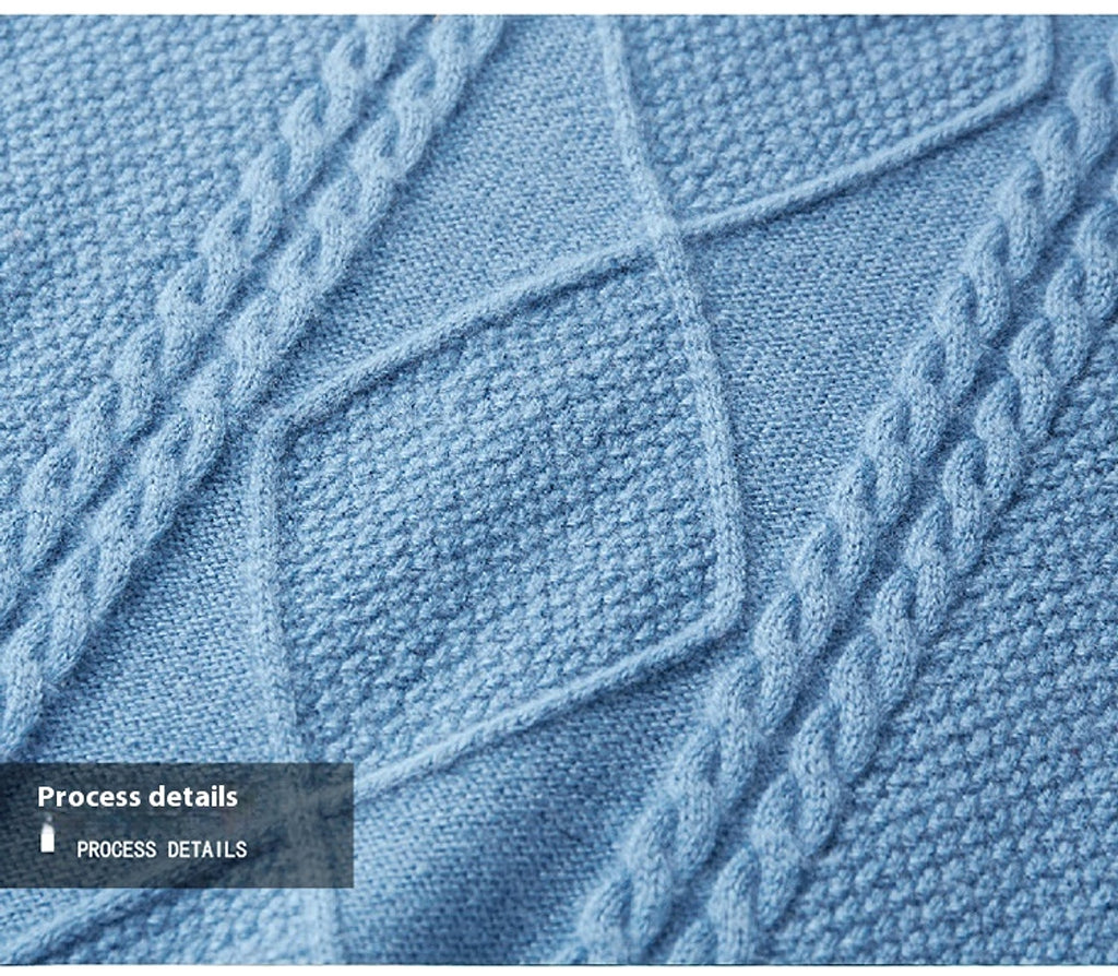 Men's Lapel High Collar Thick Loose Casual Knitted Sweater - enhanced image 4