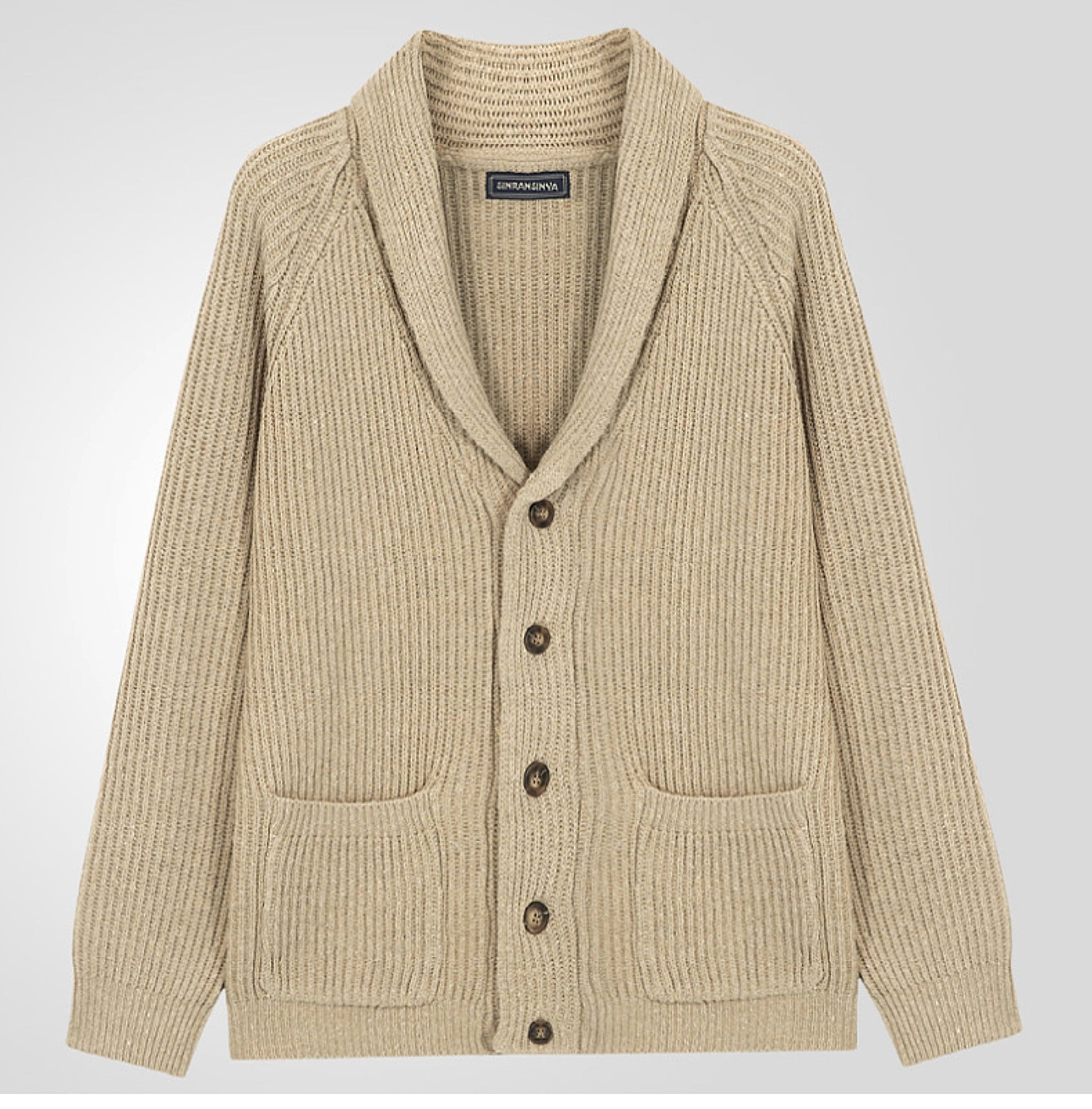 Men's Lapel Knitting Cardigan Fashion Button Sweater With Pockets Outwear Long Sleeve Top Spring Fall - enhanced image 4